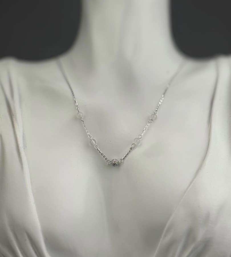 Naszyjnik srebrny/pozłacany kuleczki z cyrkoniami Próba 925