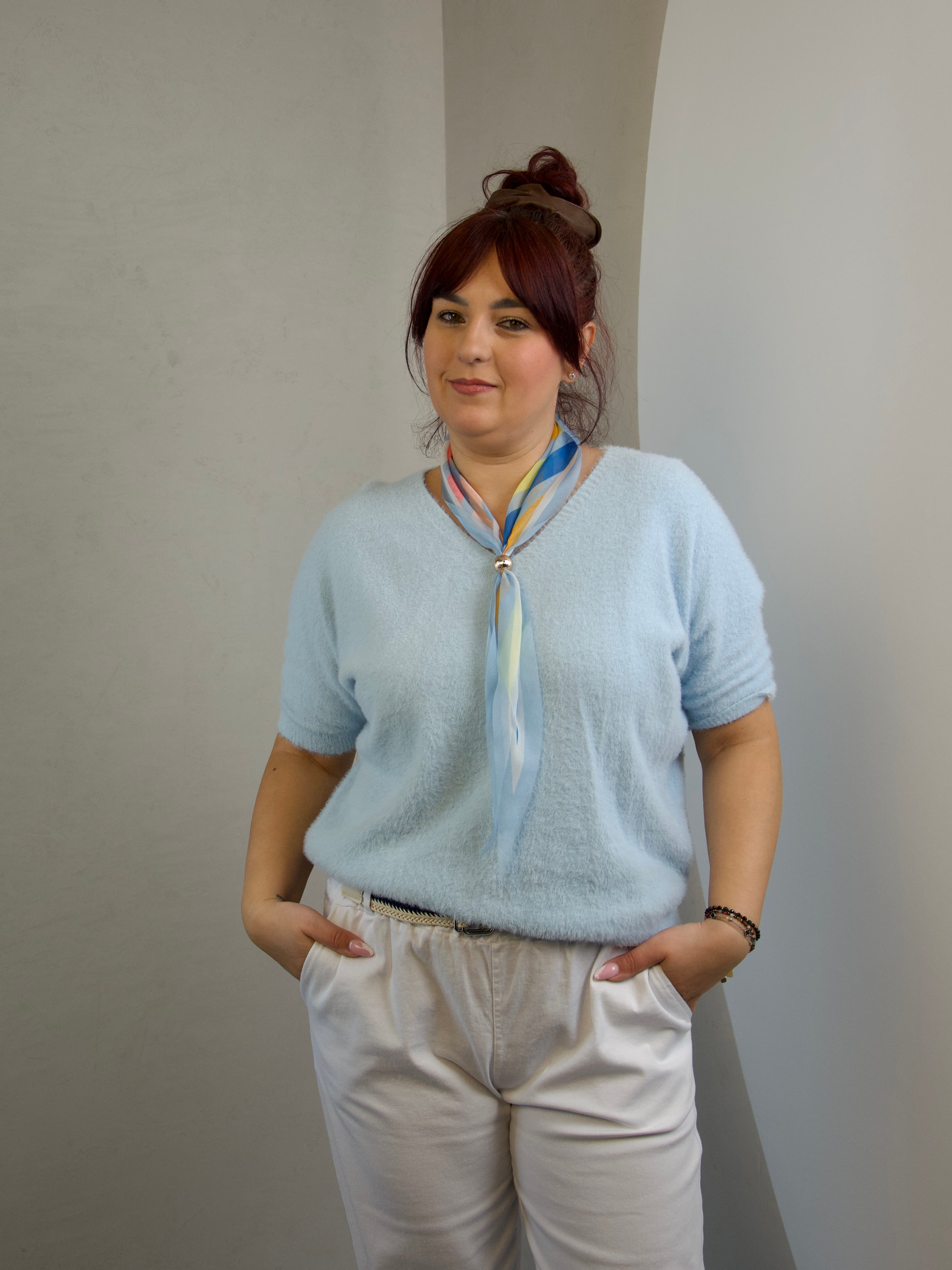 Sweater with neck scarf