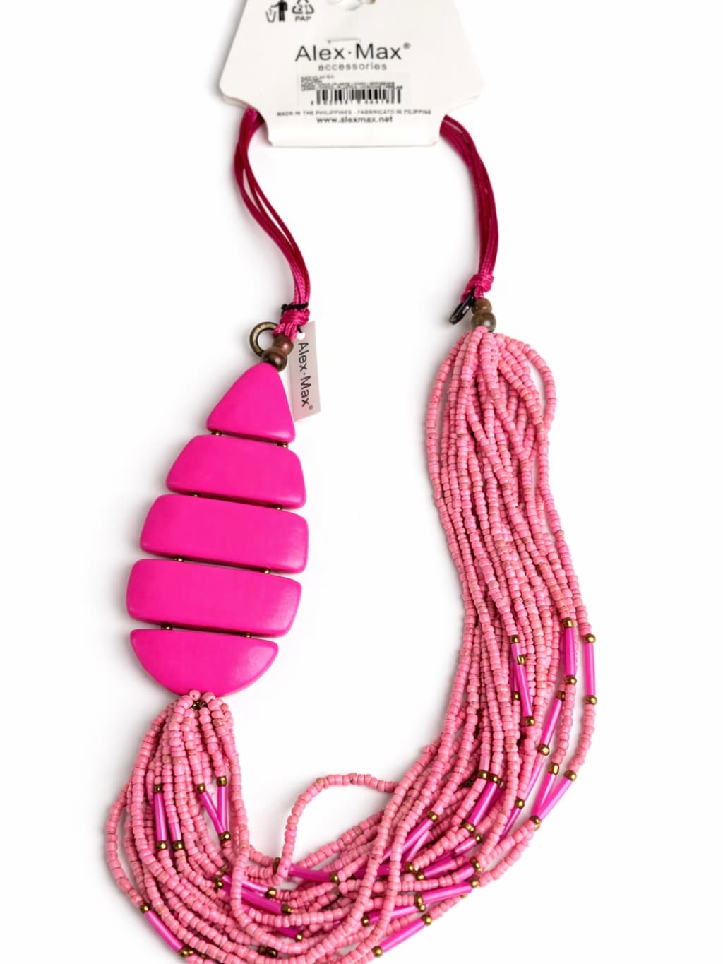 Wisior różowy z drewnem