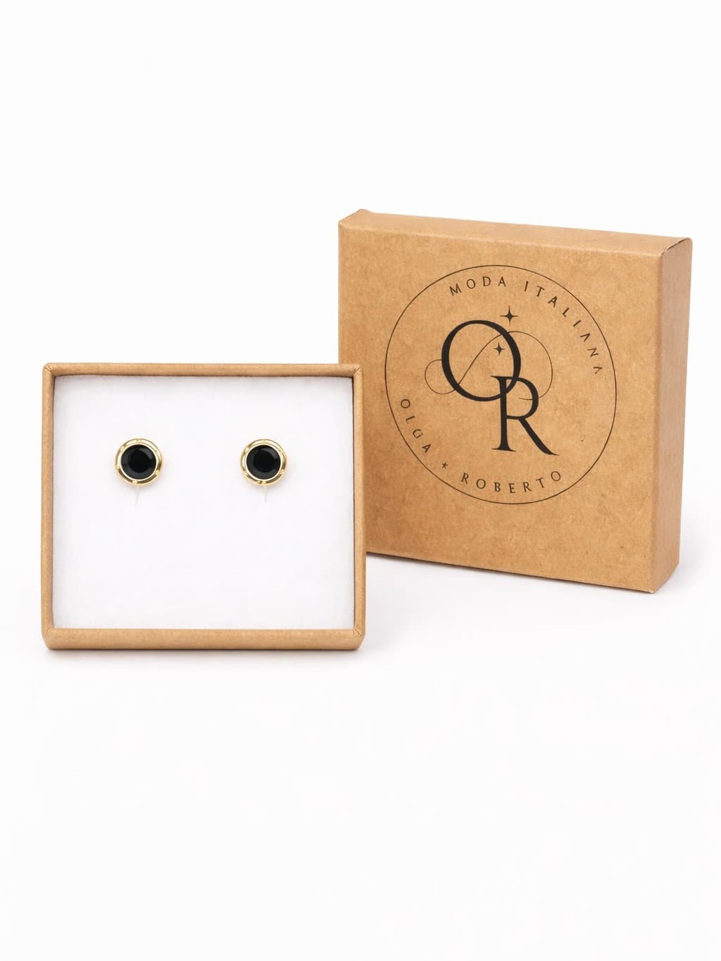 Kolczyki burgery czarne pozłacane 925