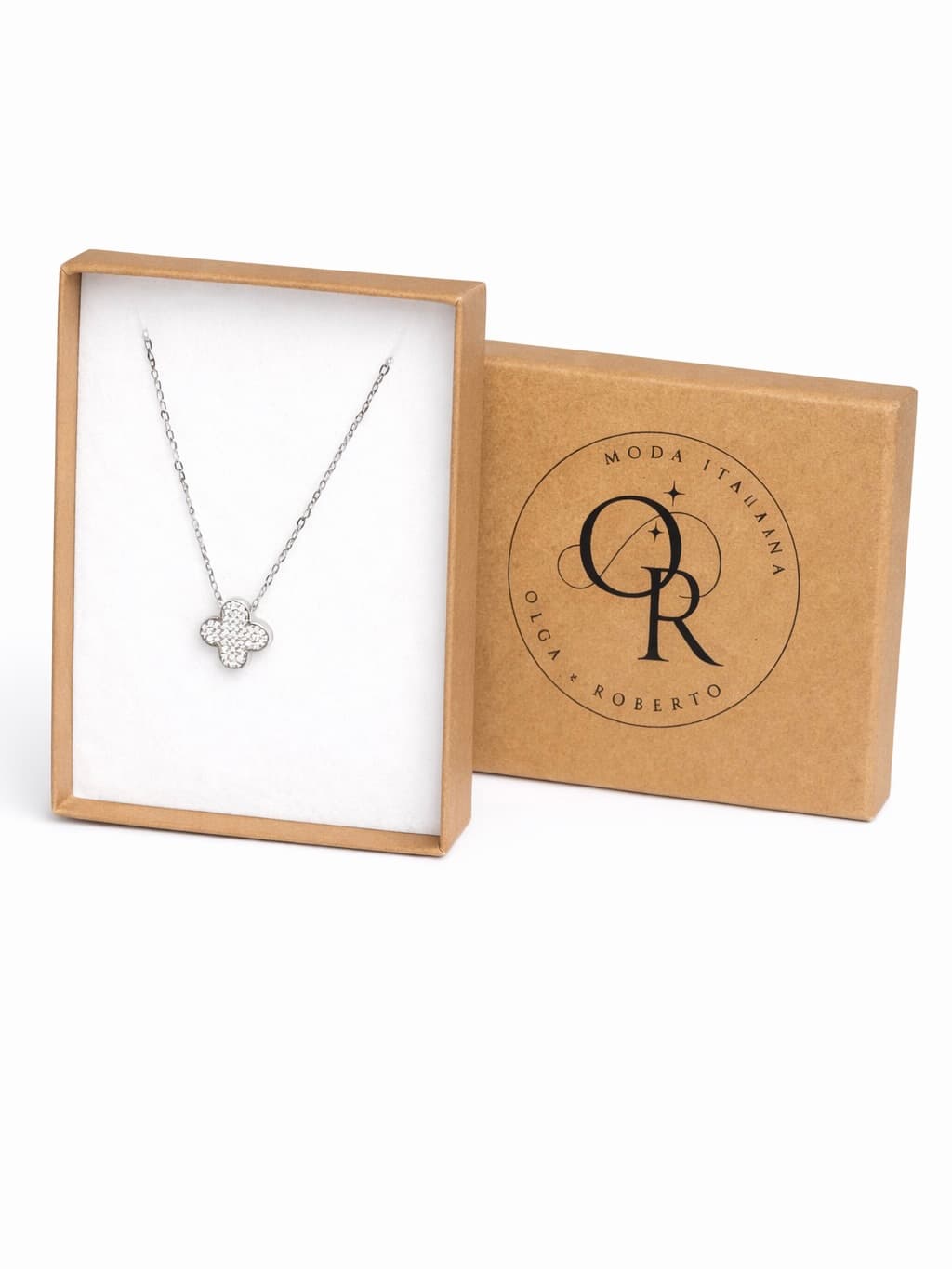 Clover necklace with cubic zirconia – 925 sterling silver