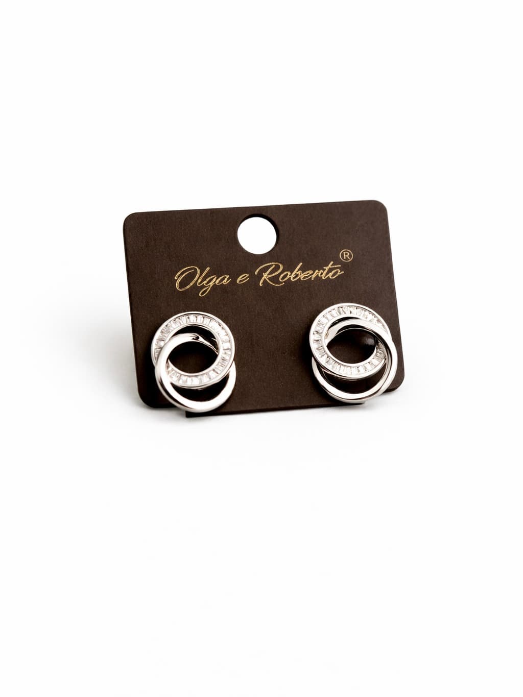 Double hoop earrings with cubic zirconia