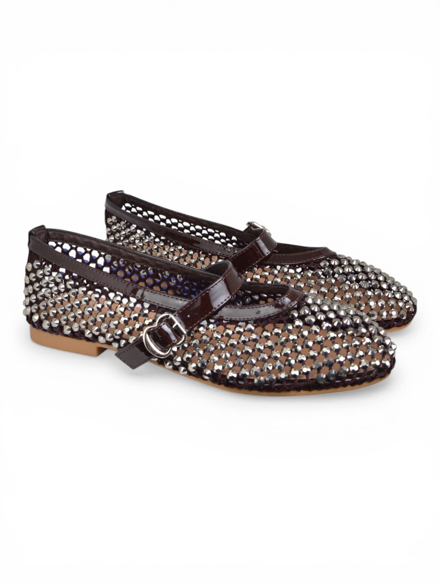 Baleriny siateczkowe z cyrkoniami  CZEKOLADOWE