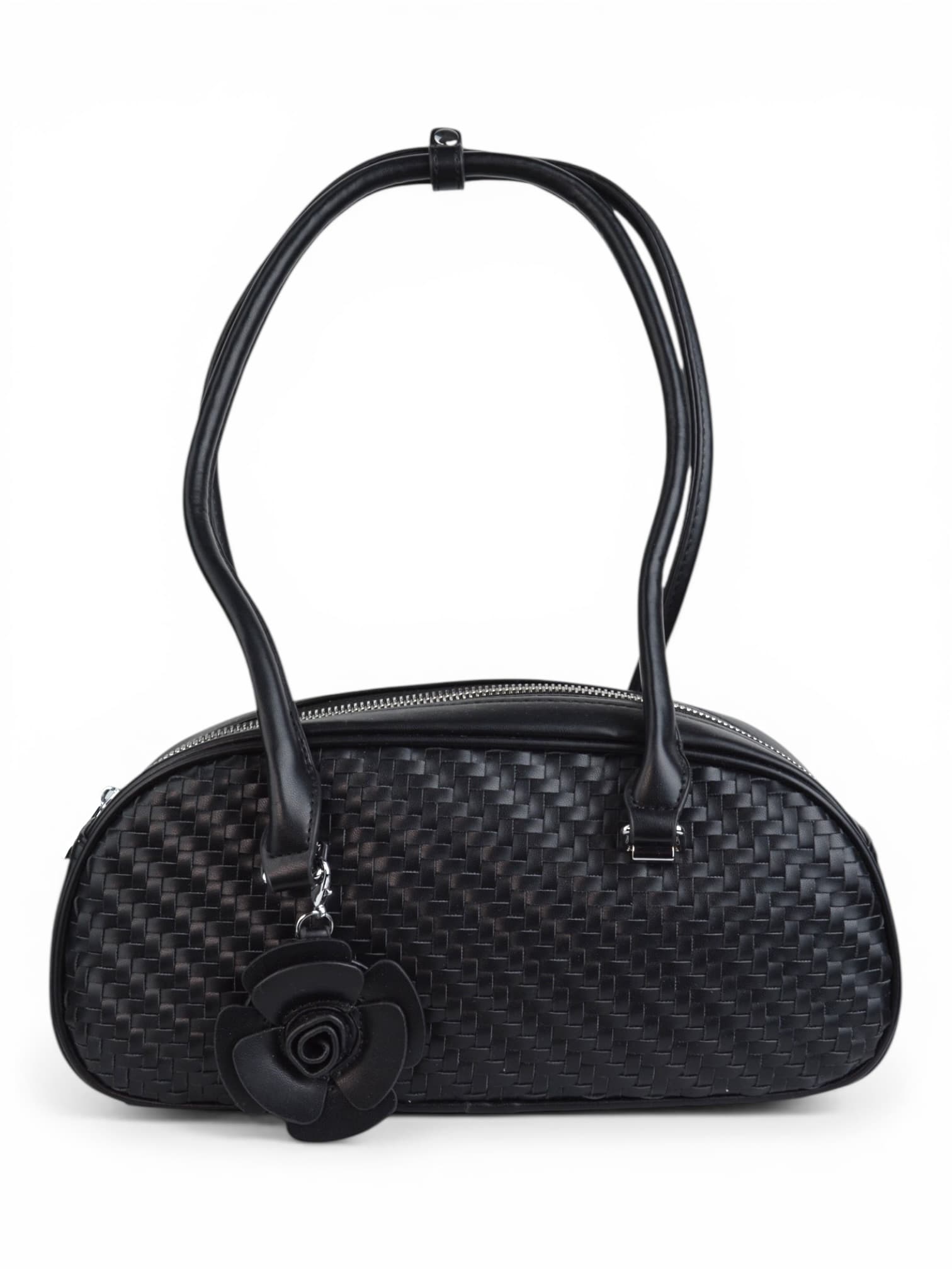 Torebka pleciona z brelokiem kwiatek