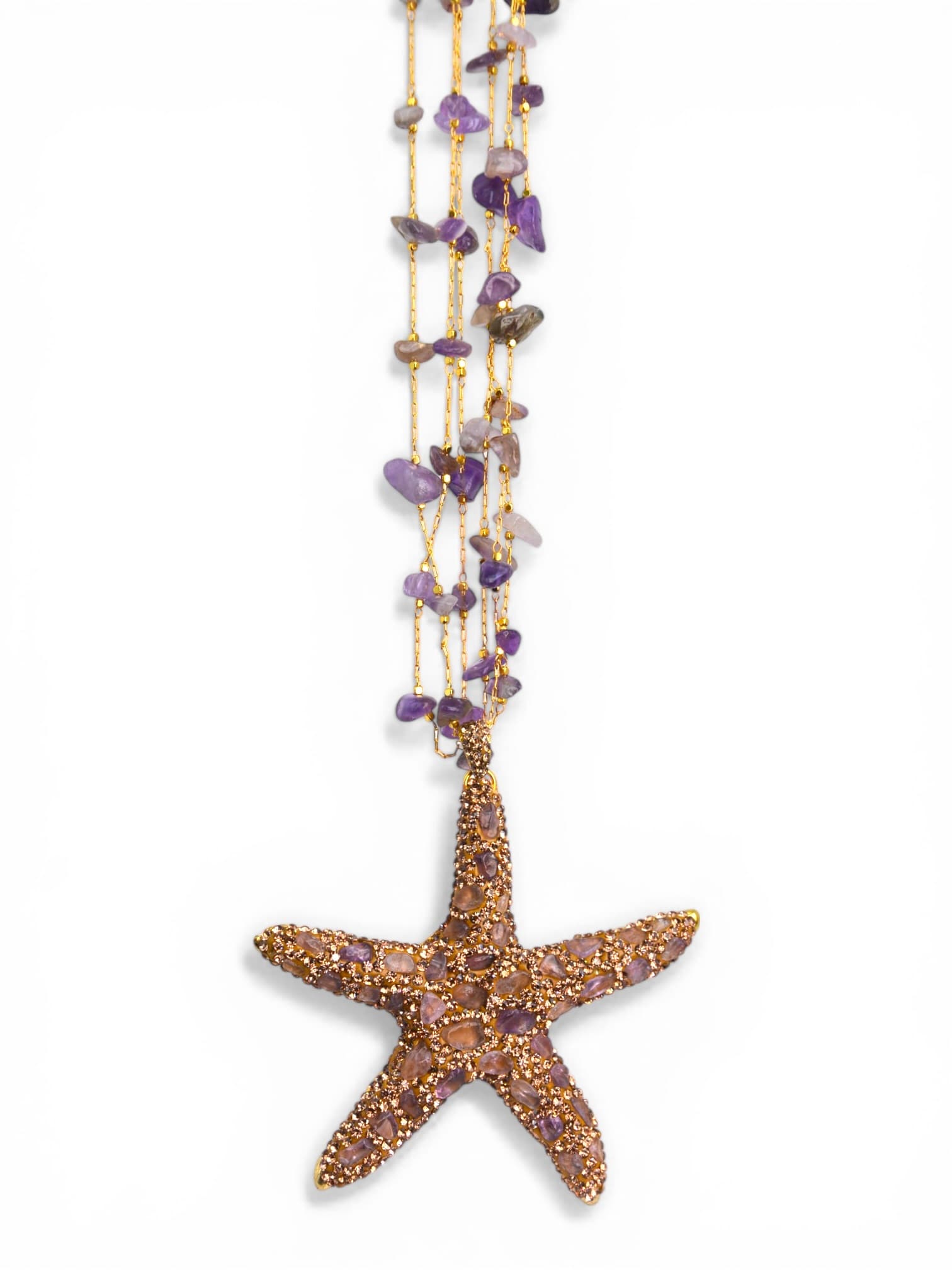 Wisior rozgwiazda z kamieniami naturalnymi