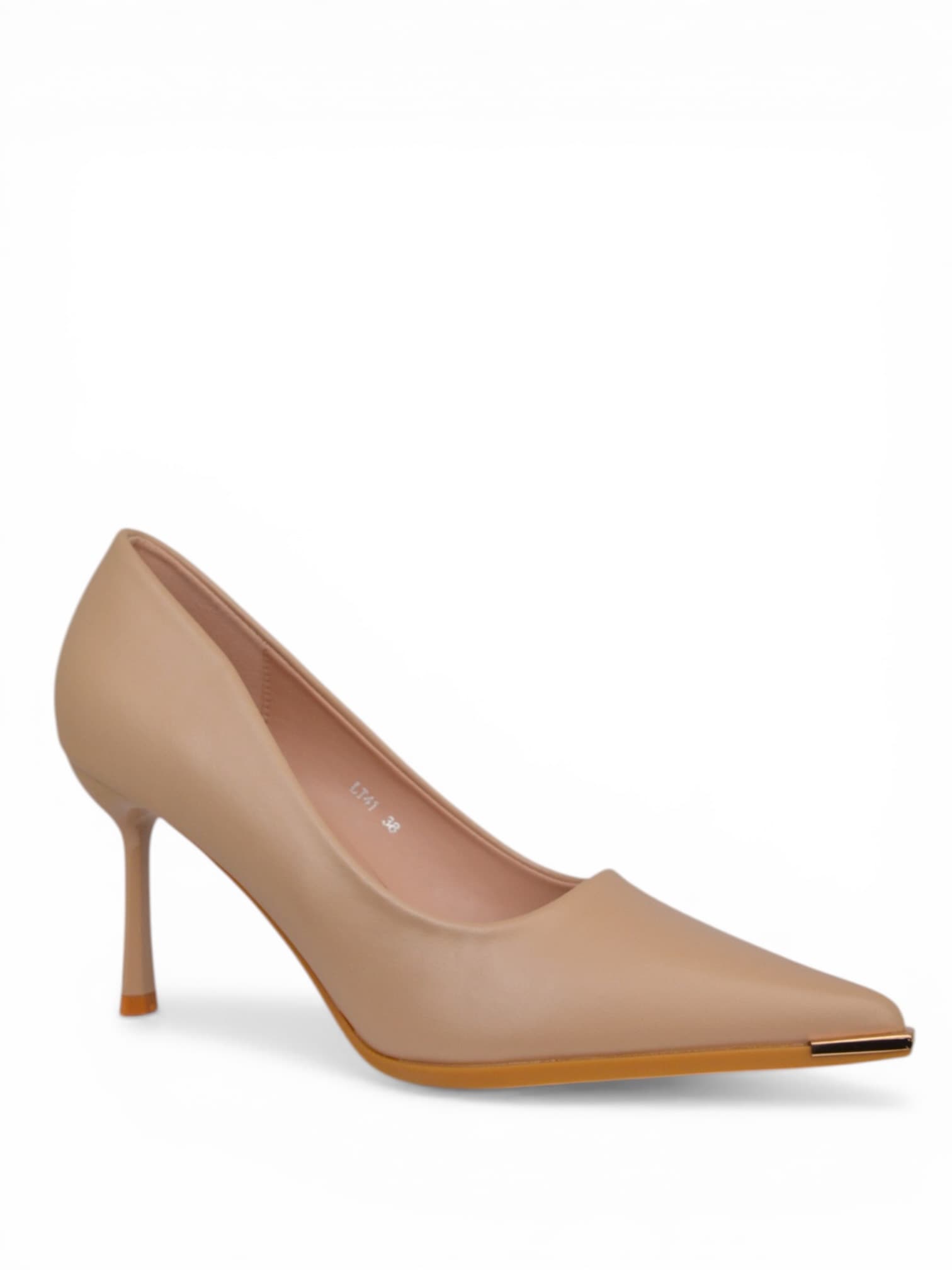 Szpilki klasyczne ze złotym szpicem BEŻOWE