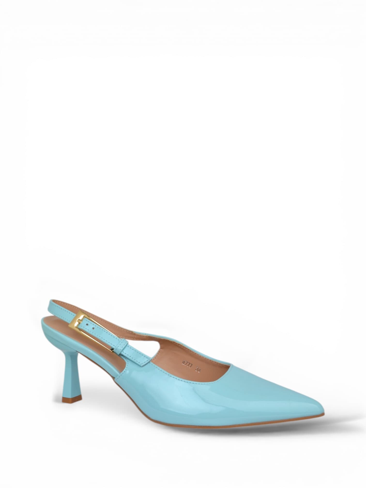 Szpilki na niskim obcasie NIEBIESKIE