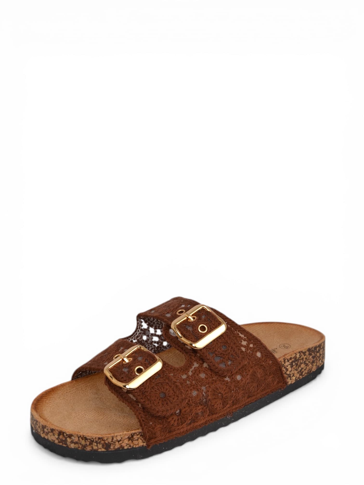 Klapki haftowane CZEKOLADOWE