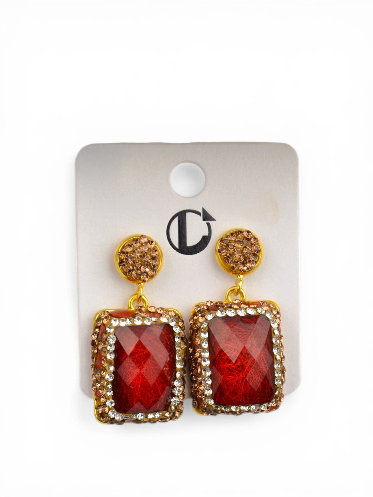 Kolczyki kwadratowe z kamieniem kwadratowym