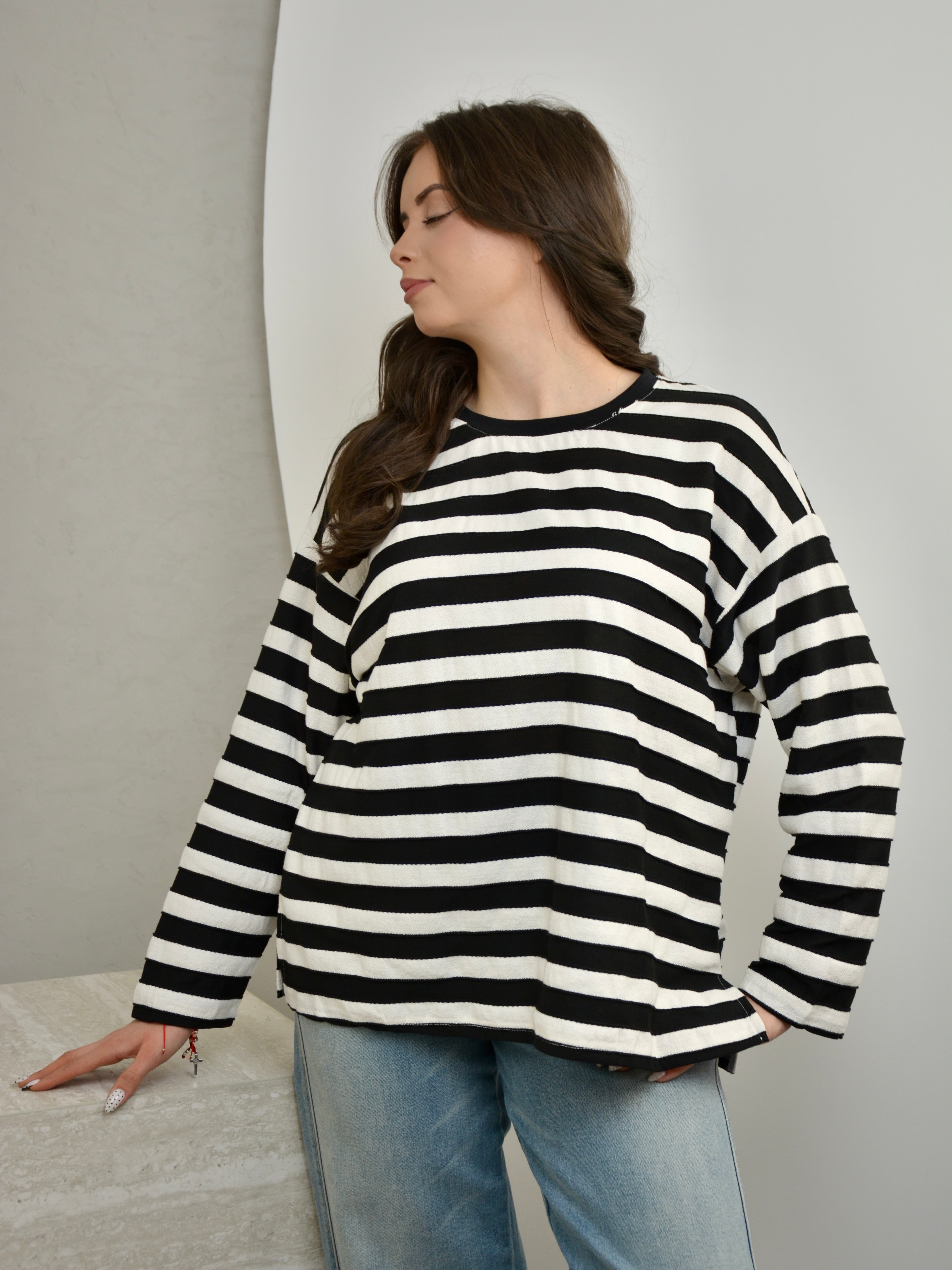 T-shirt z długim rękawem w paski