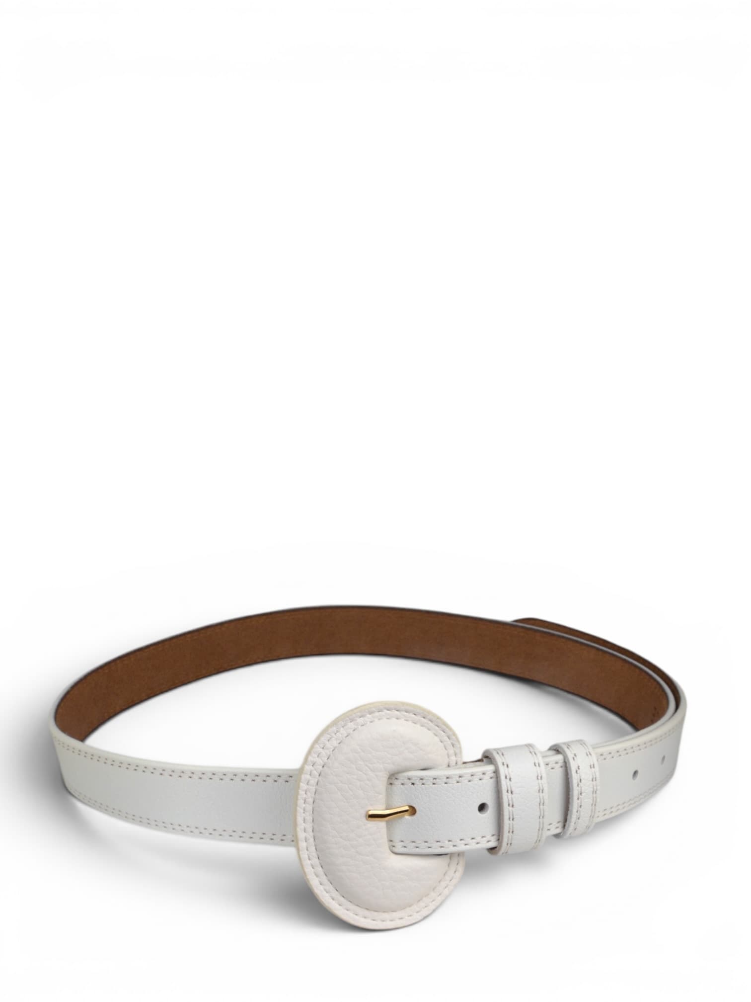 Skórzany pasek do spodni z owalną klamrą