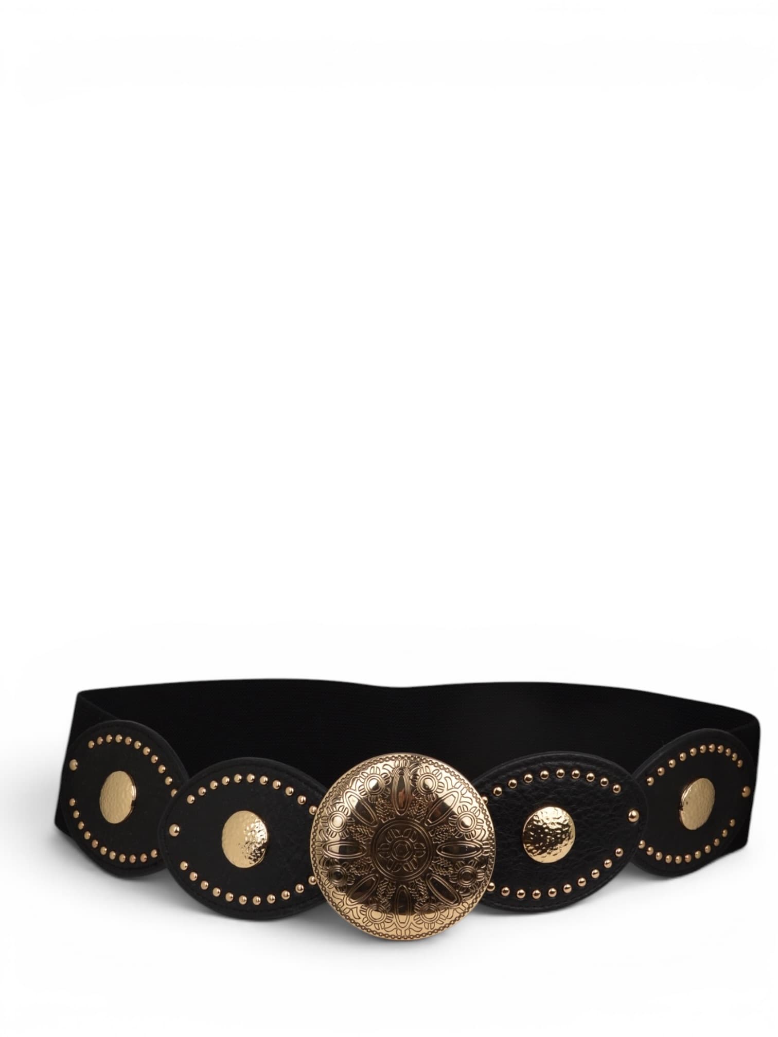 Pasek na gumie ze złotymi zdobieniami