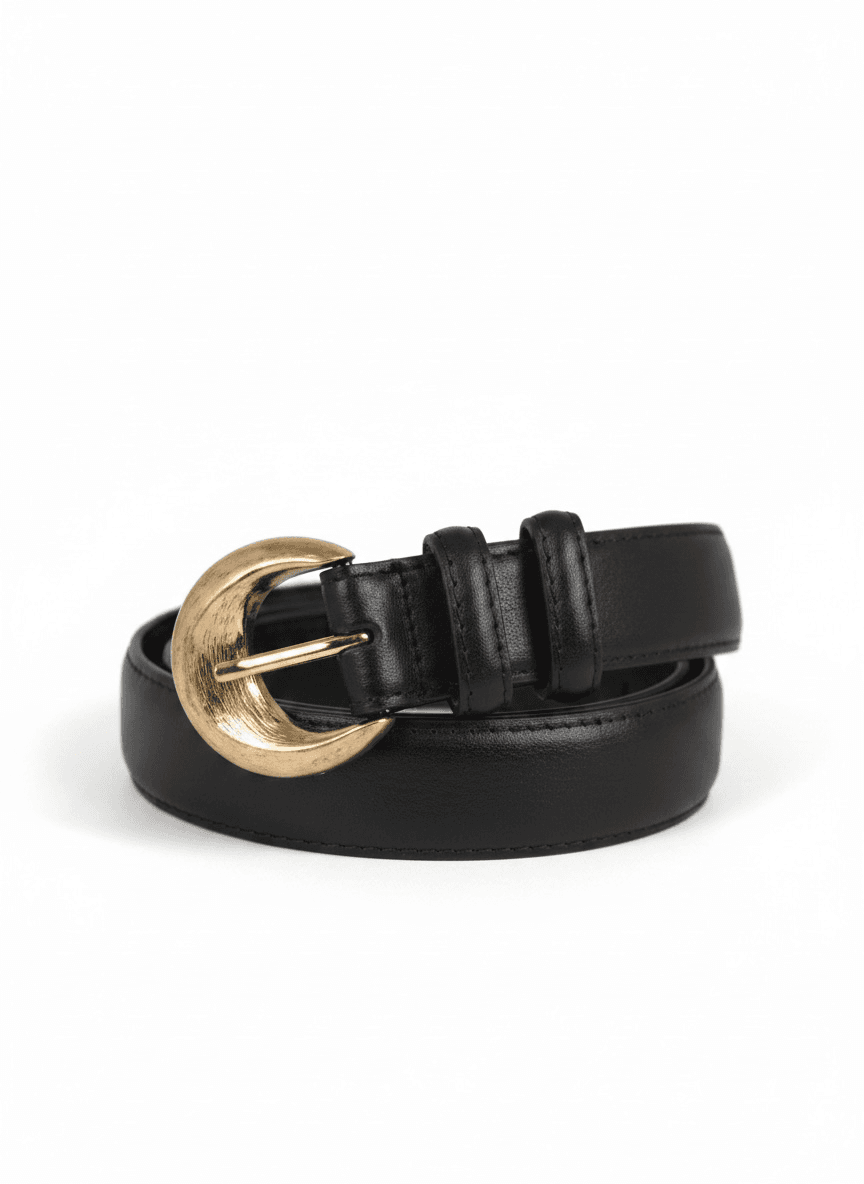 Pasek skórzany z okrągłą klamrą