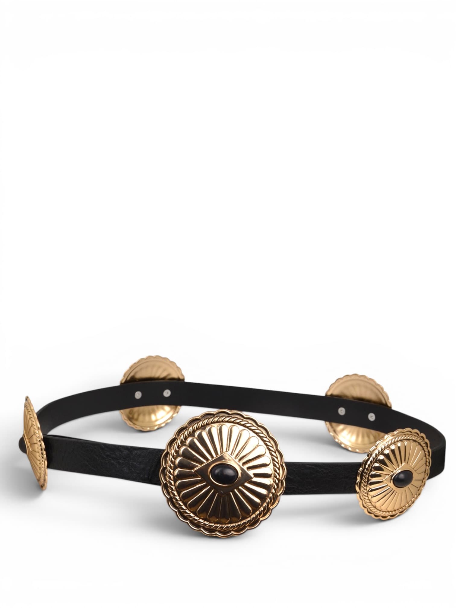 Pasek z ozdobnymi złotymi talerzami