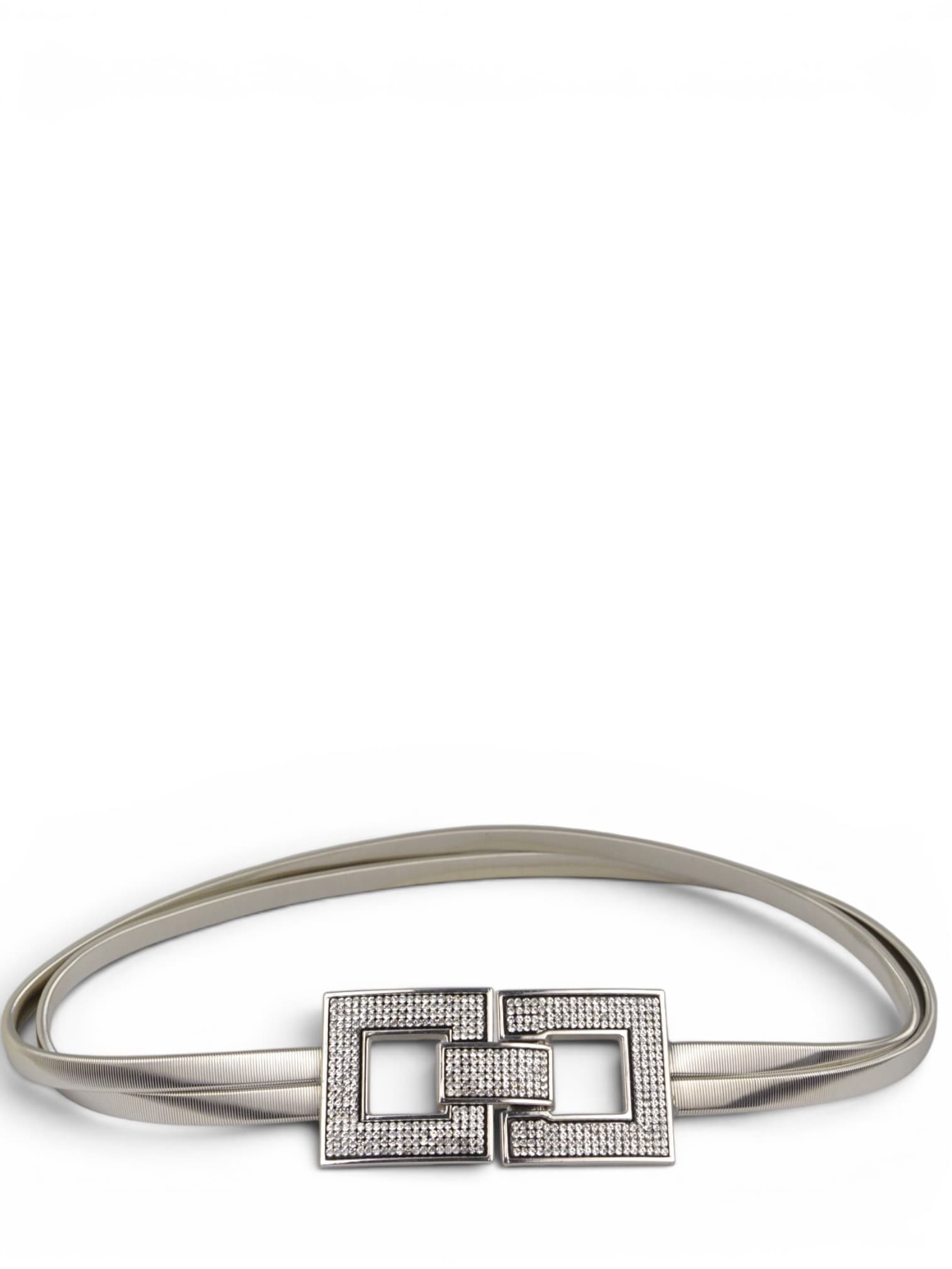 Pasek podwójna żmijka z cyrkoniami kwadratowa klamra