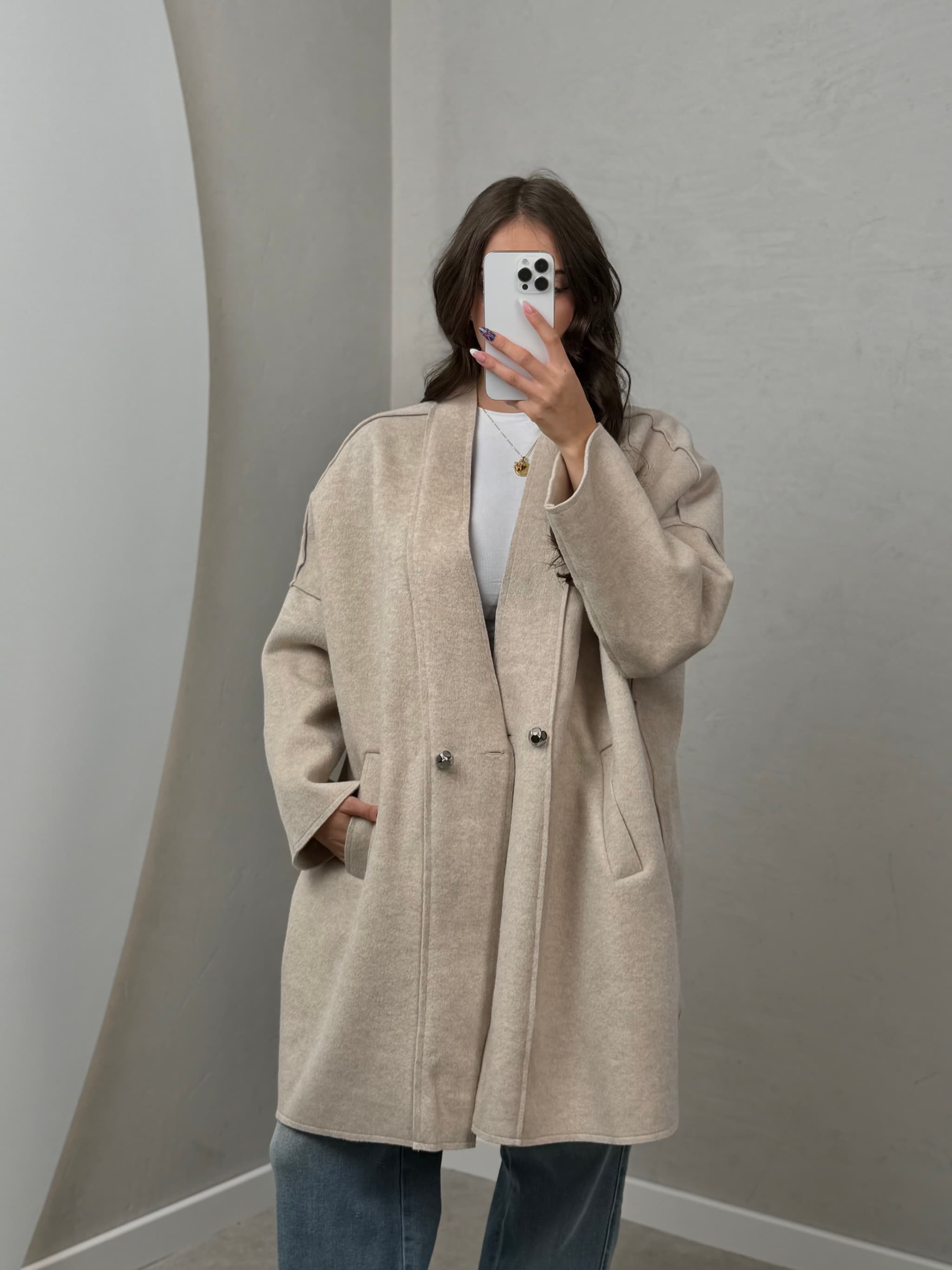 Płaszcz z domieszką wełny oversize Gioya