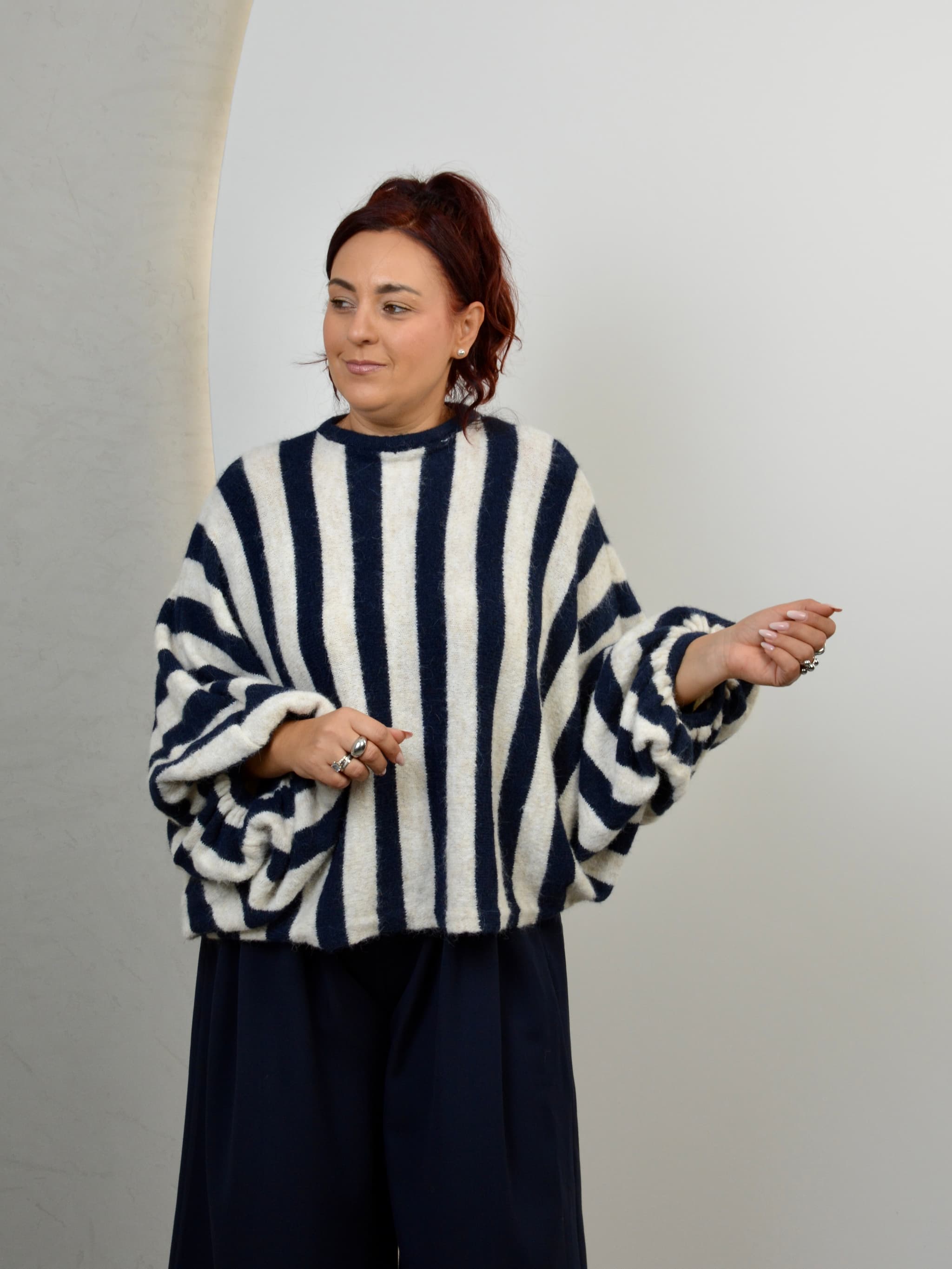 Sweter w paski z dodatkiem wełny