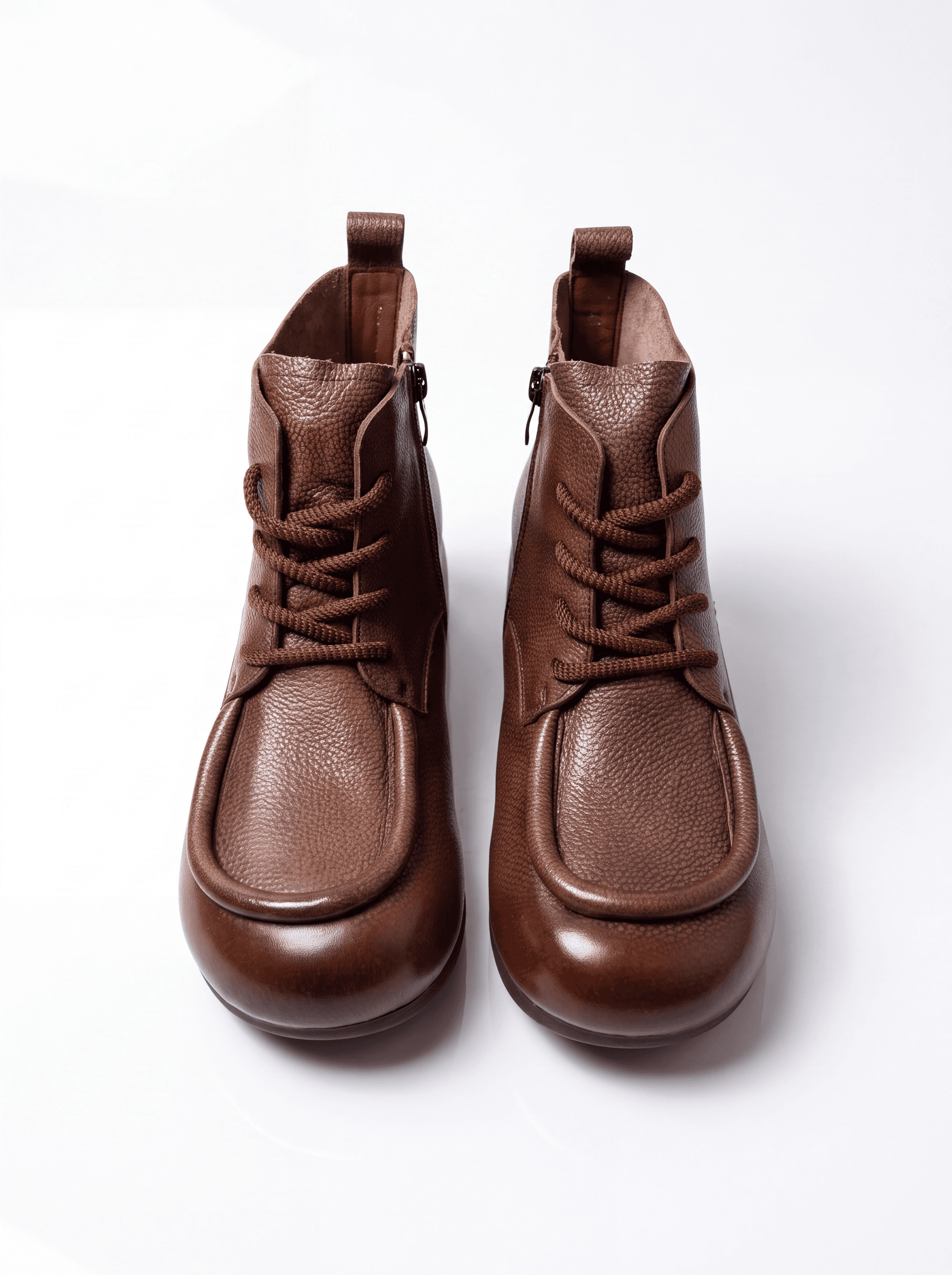 Botki krótkie w stylu vintage CZEKOLADA
