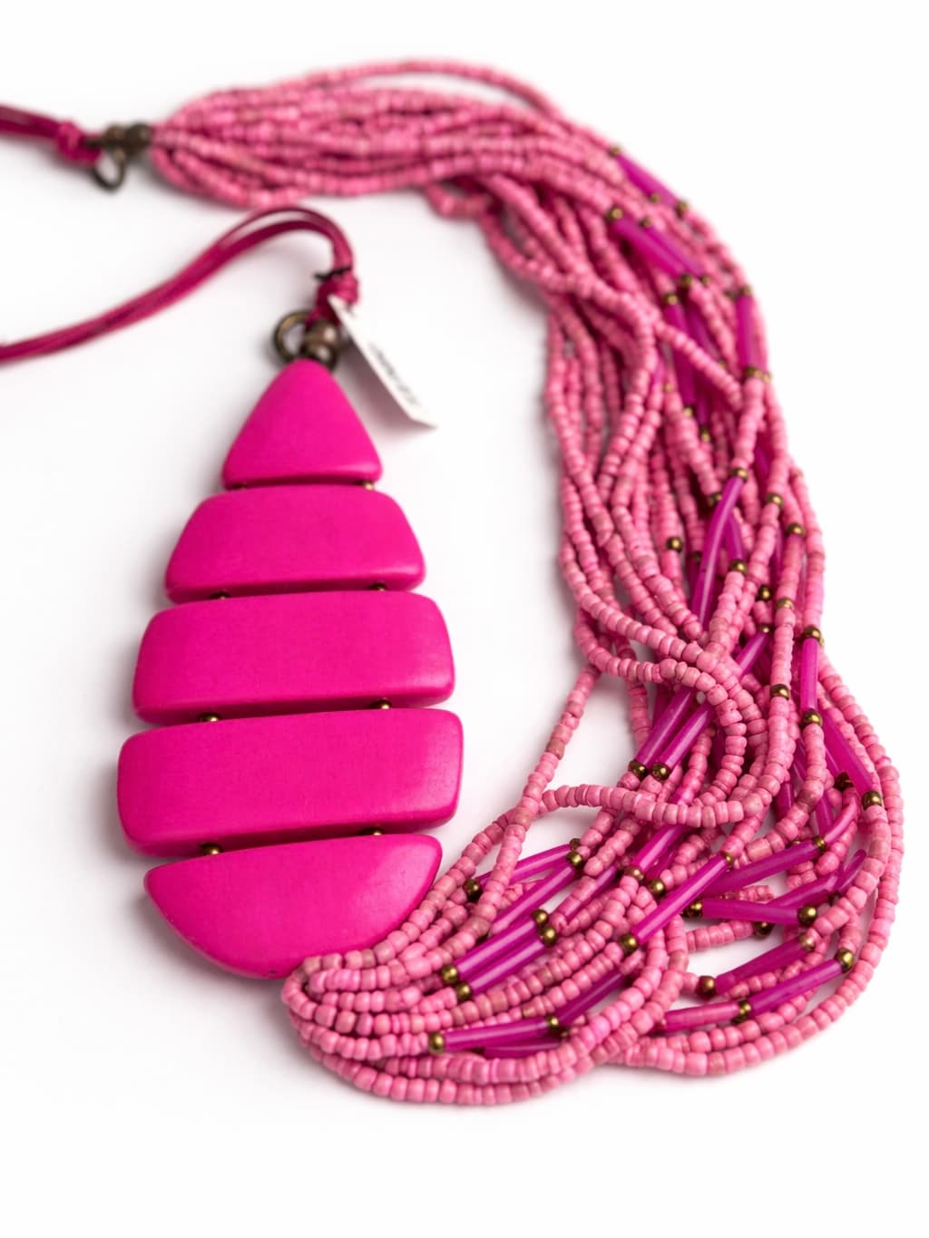 Wisior różowy z drewnem