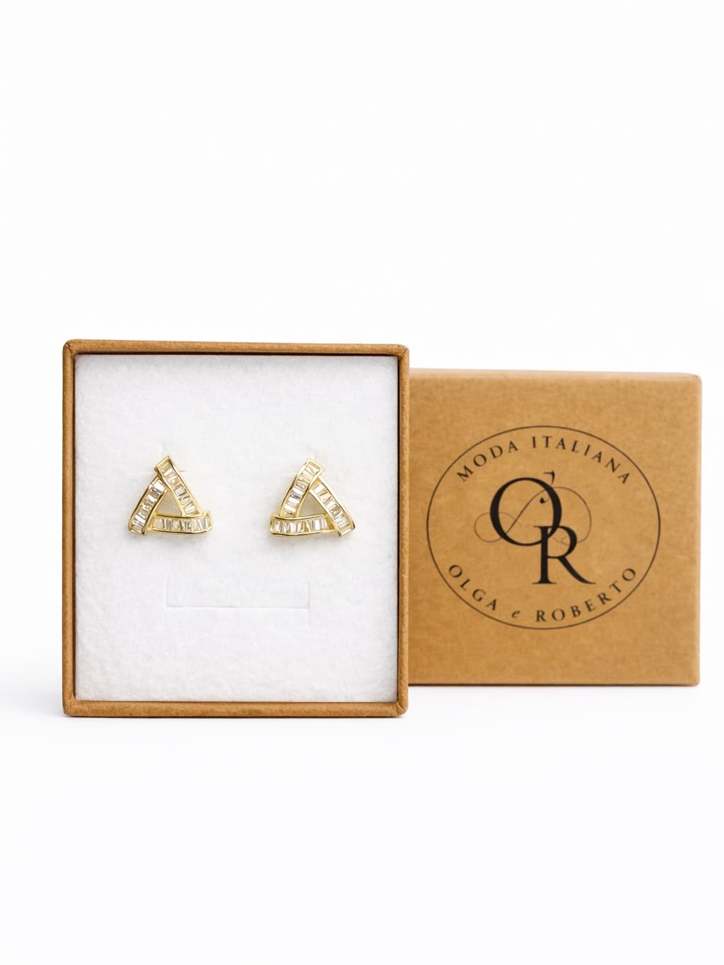 Kolczyki srebrne/ pozłacane trójkąty 925