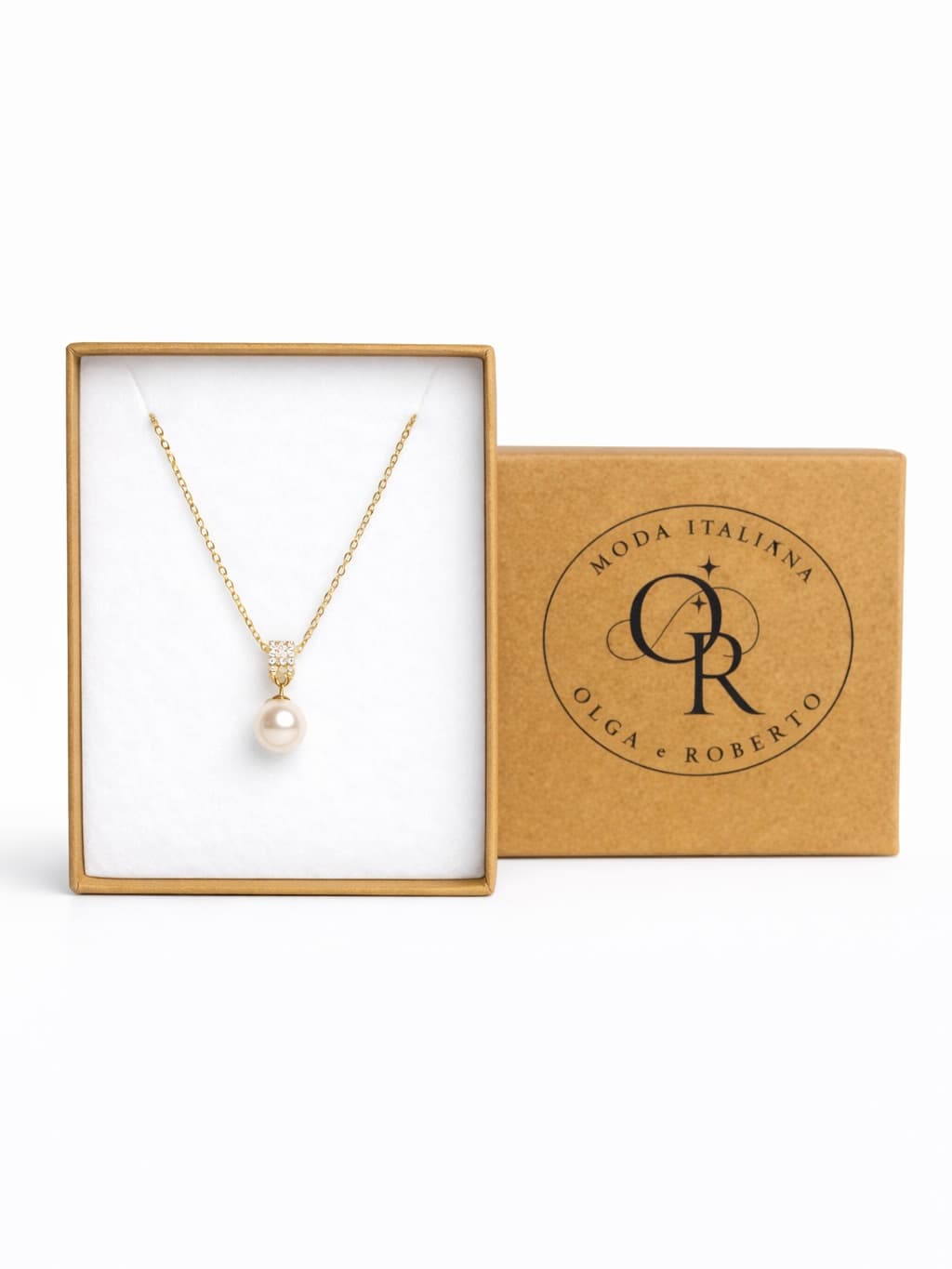 Naszyjnik srebrny/ pozłacany  z perełką Próba 925