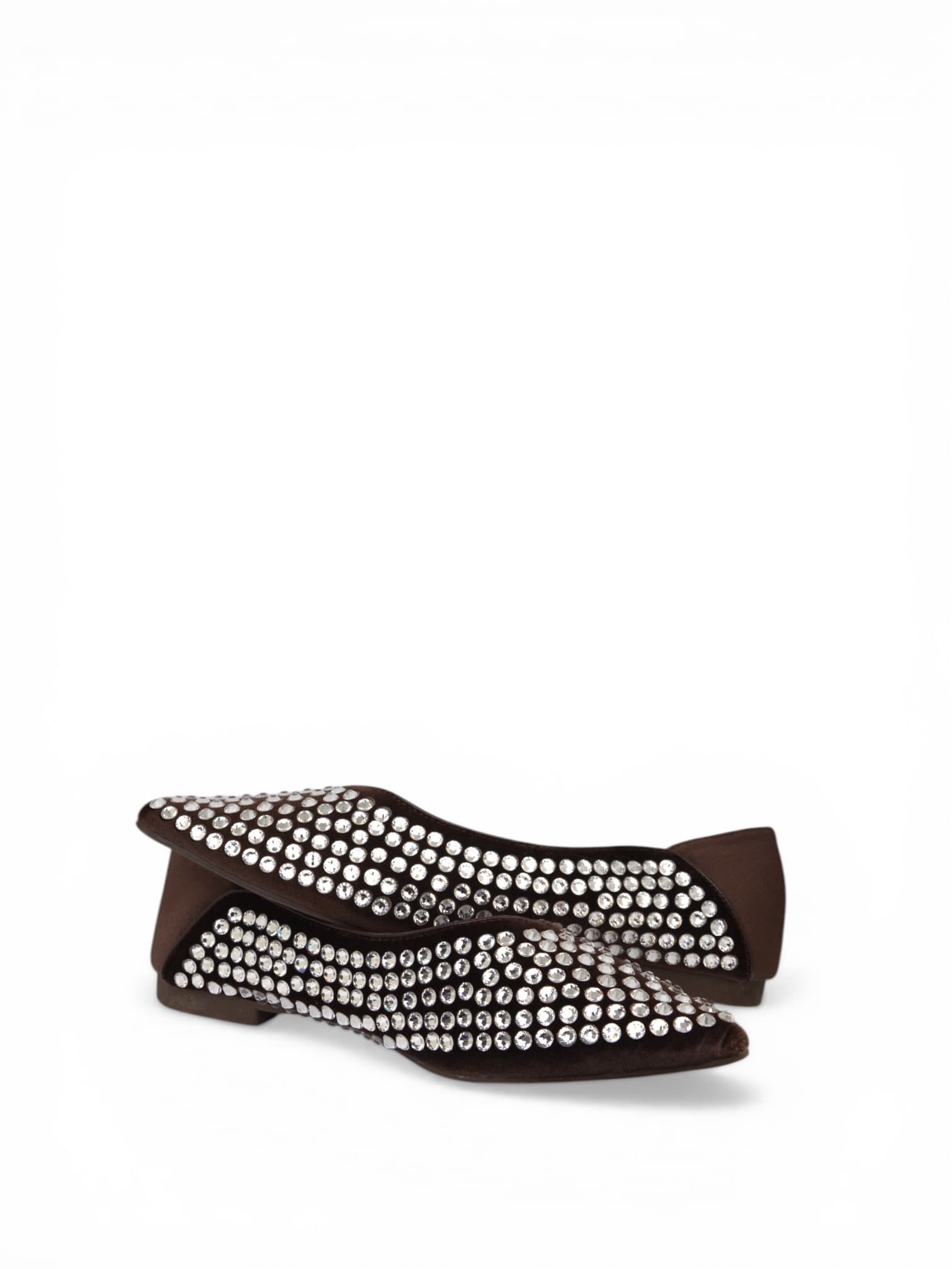 Baleriny cyrkonowe ze szpicem CZEKOLADOWE