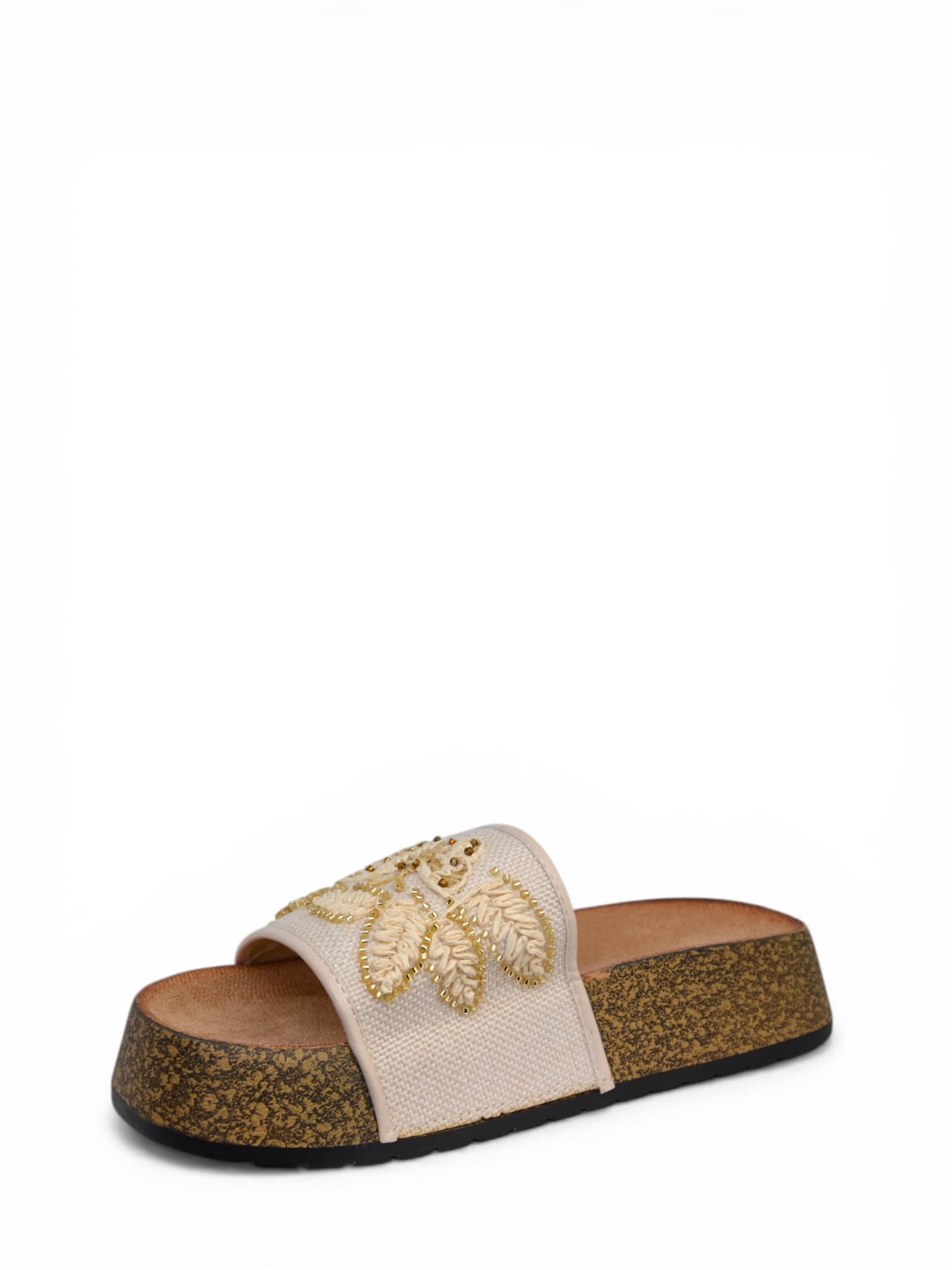 Klapki materiałowe z motylem BIAŁE