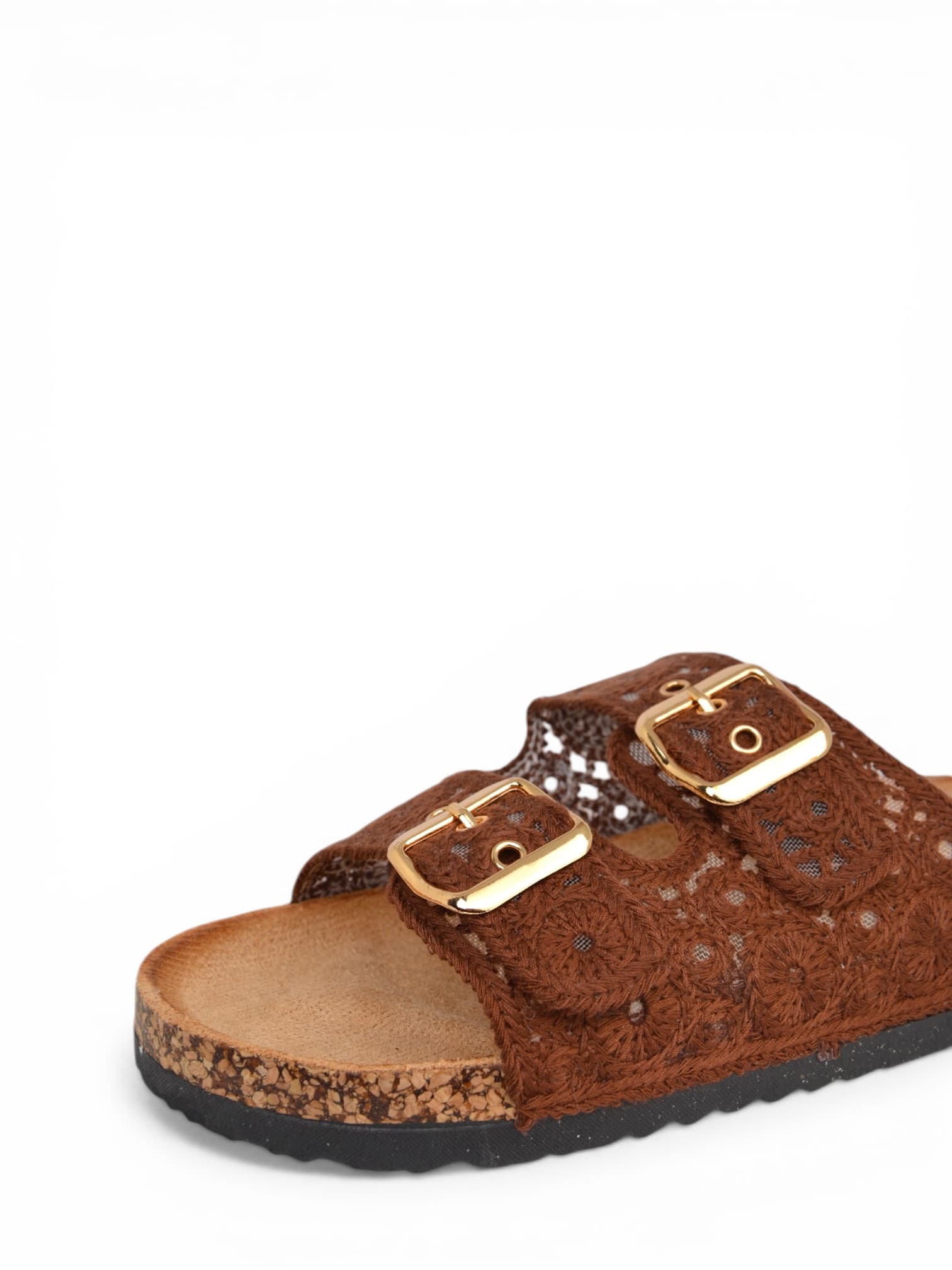 Klapki haftowane CZEKOLADOWE