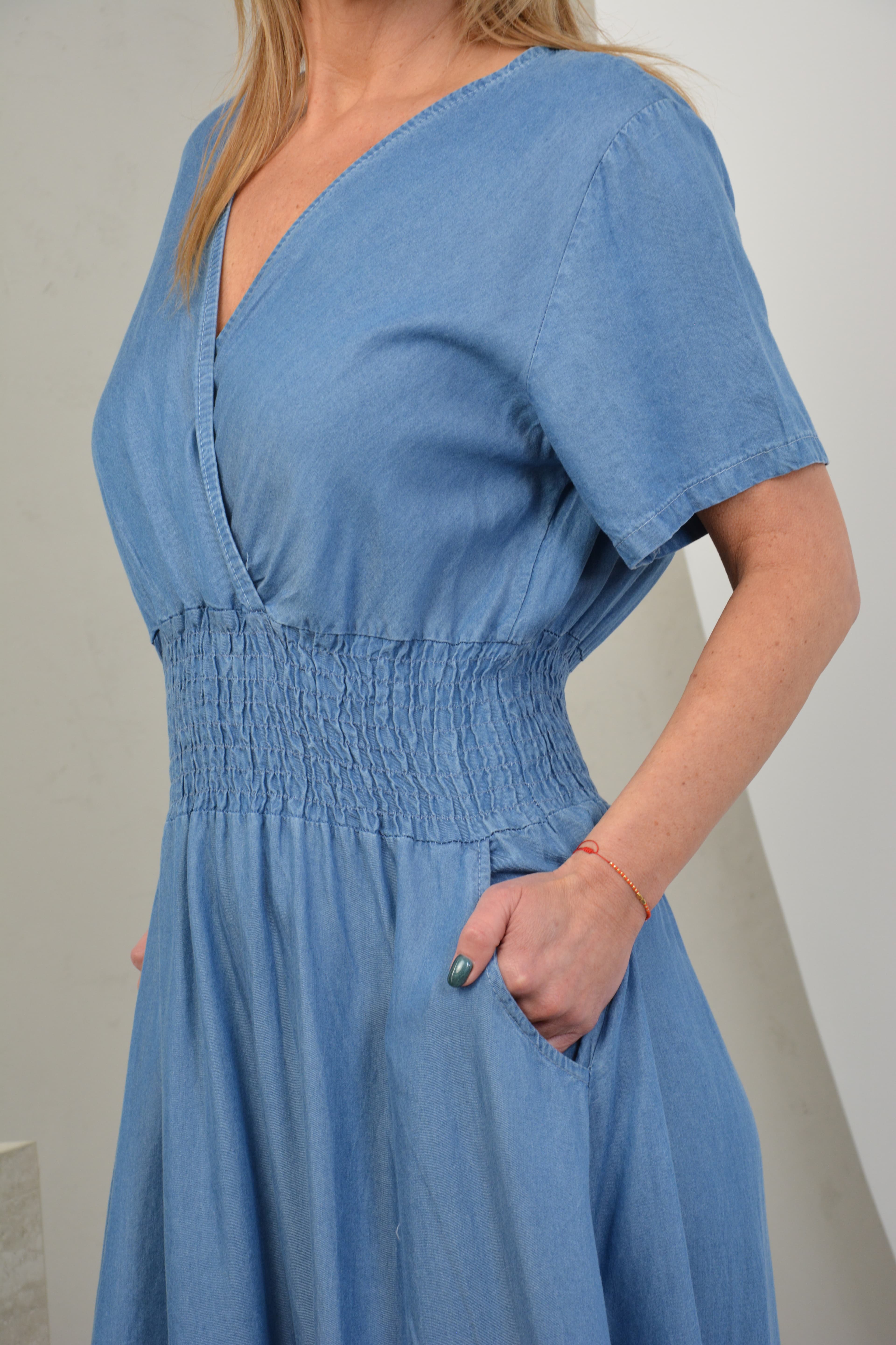 Sukienka typu jeans ze ściągaczem w pasie