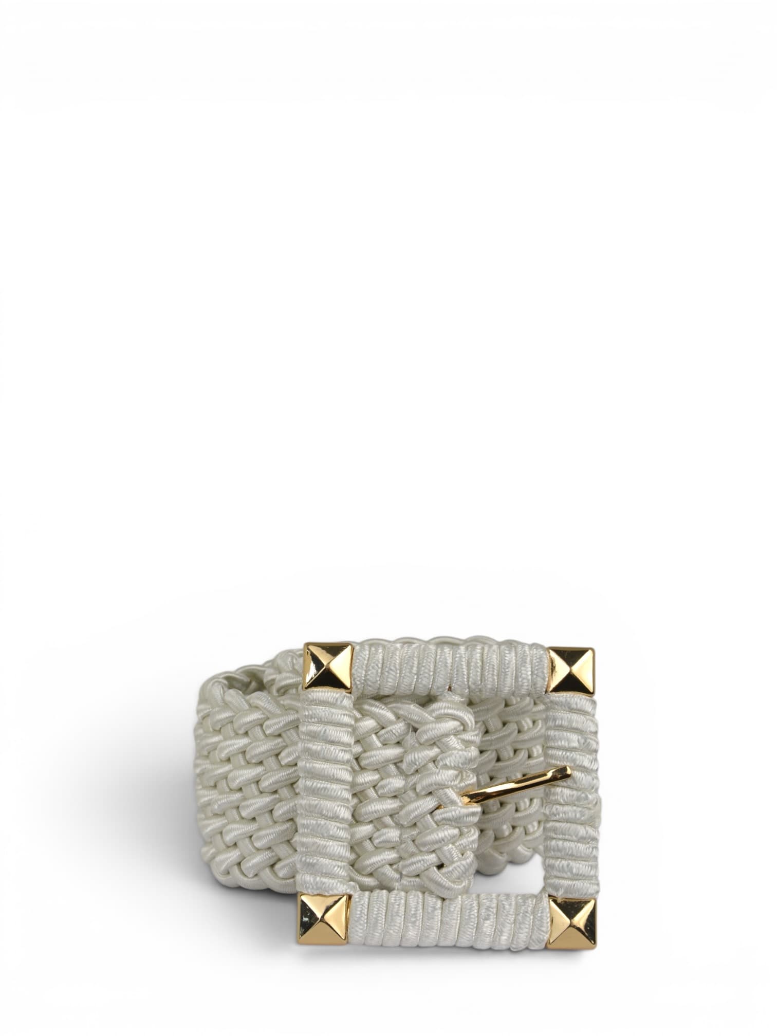 Pasek pleciony kwadratowa klamra z połyskiem