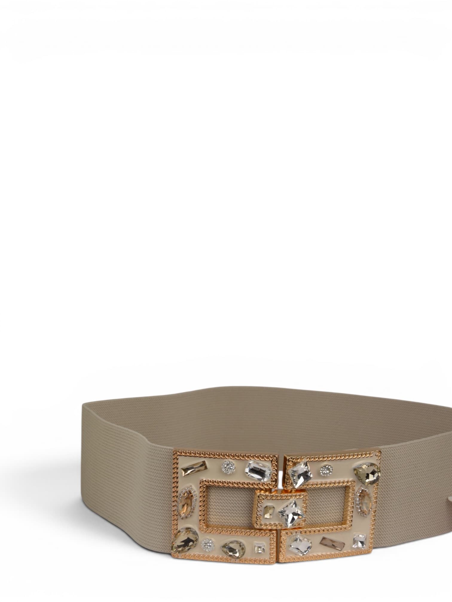 Pasek beżowy z kryształkami