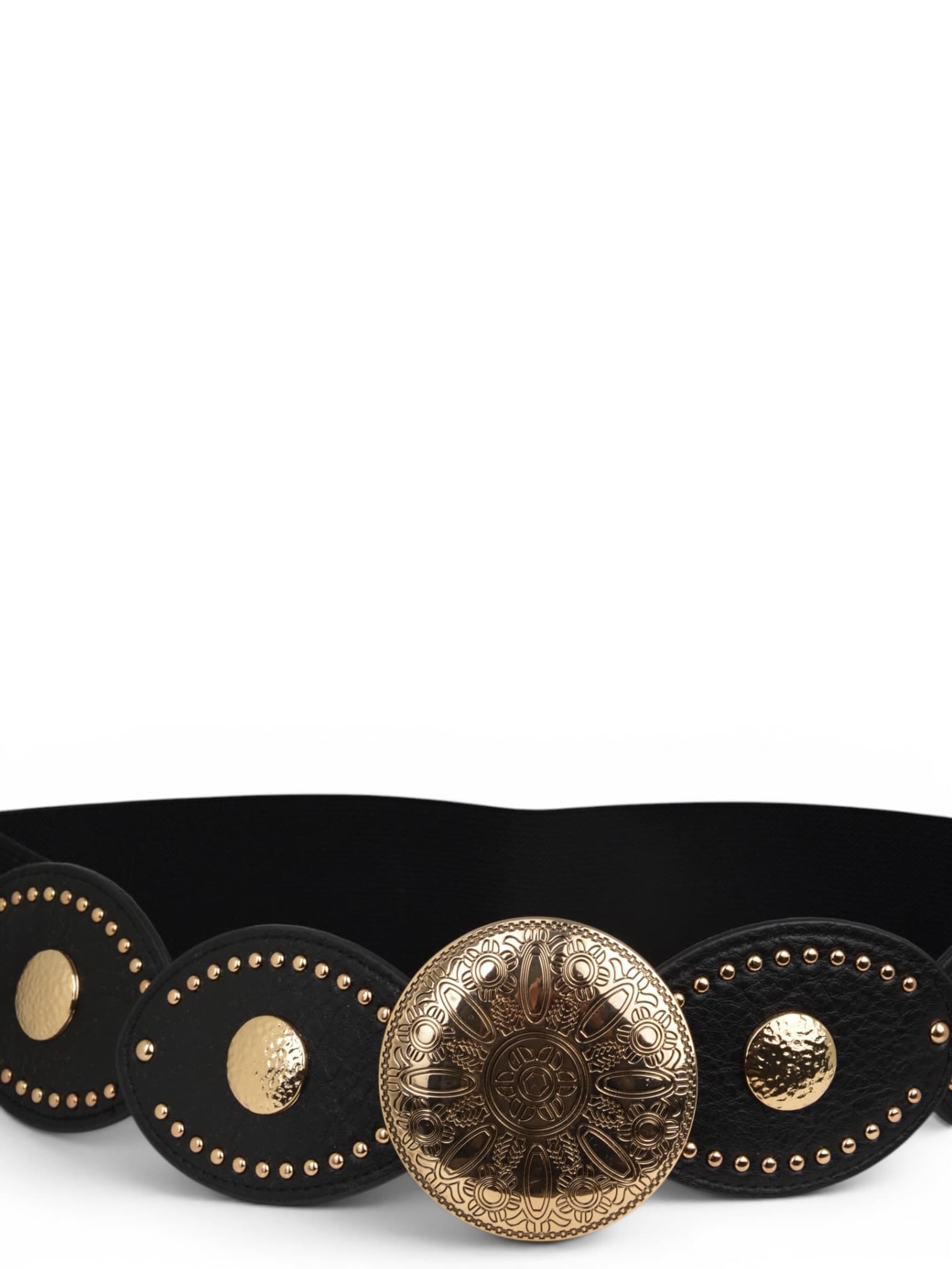 Pasek na gumie ze złotymi zdobieniami