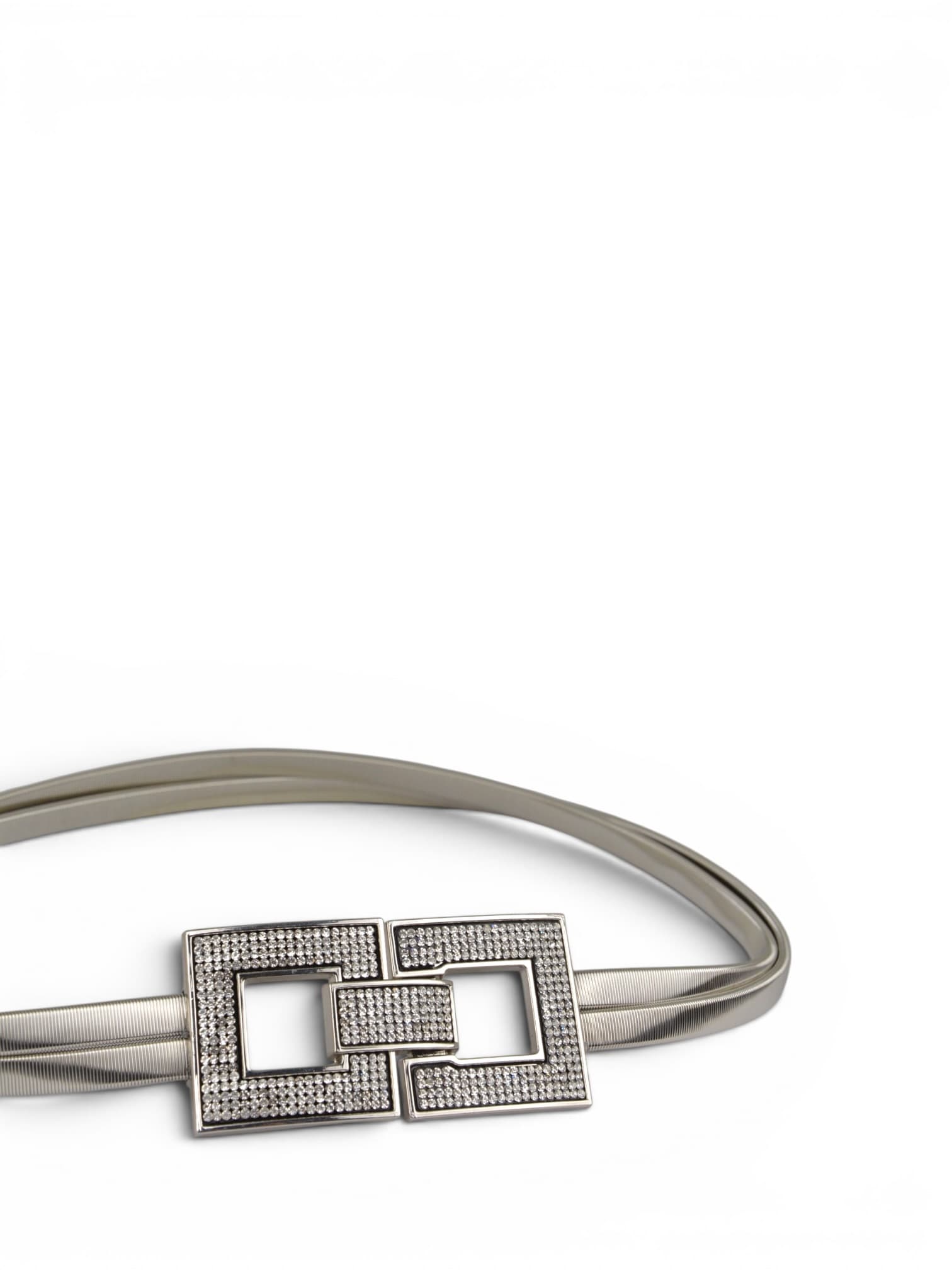 Pasek podwójna żmijka z cyrkoniami kwadratowa klamra