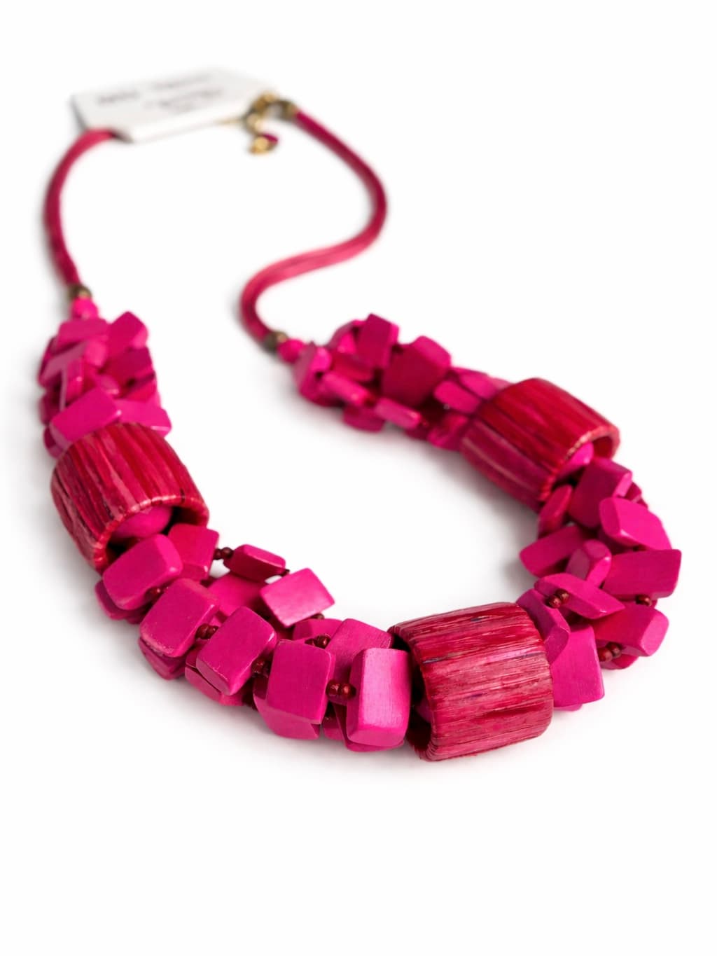 Pink resin and wood pendant