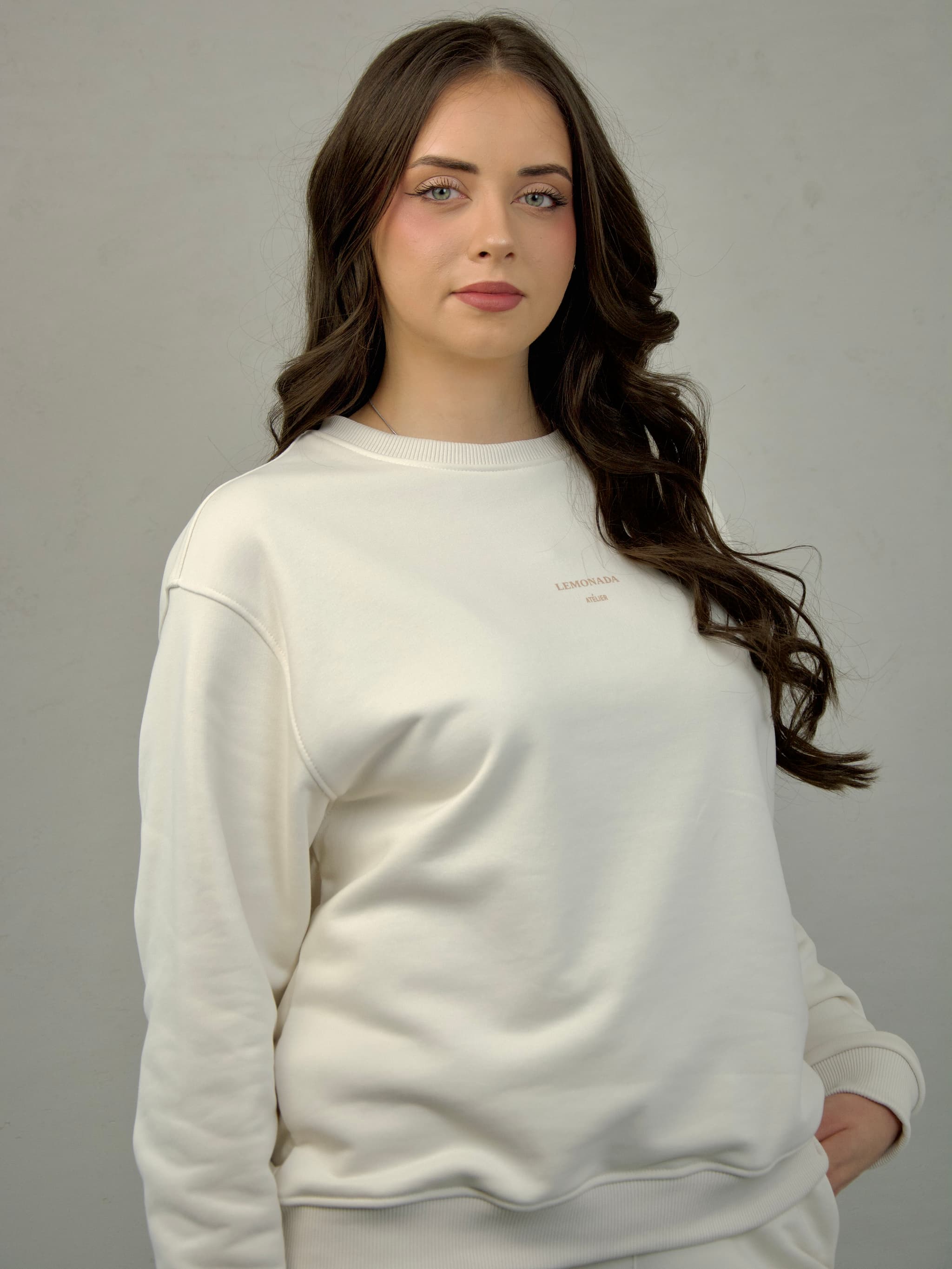 Blue sweatshirt with a subtle print