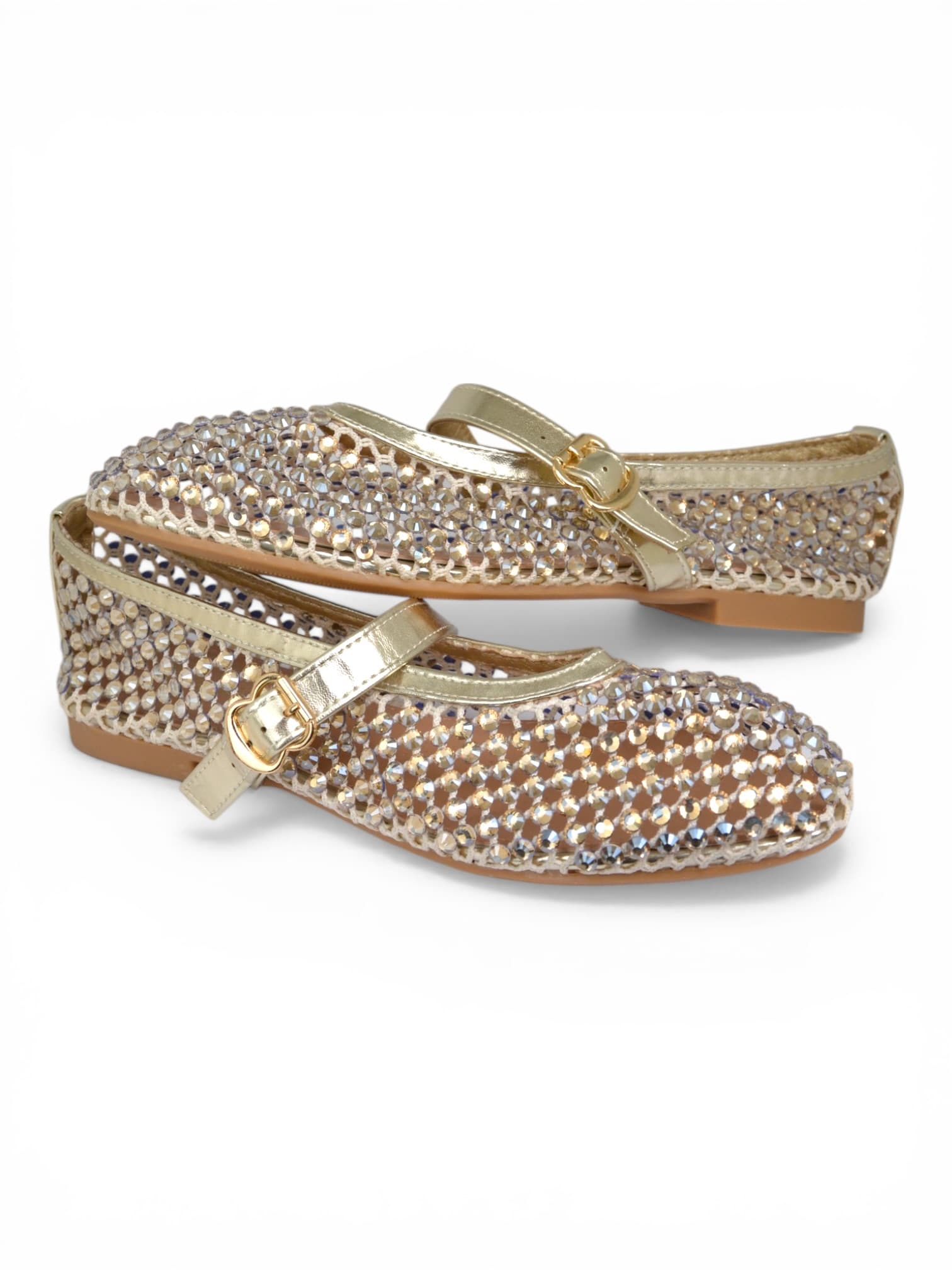 Baleriny plecione ZŁOTE