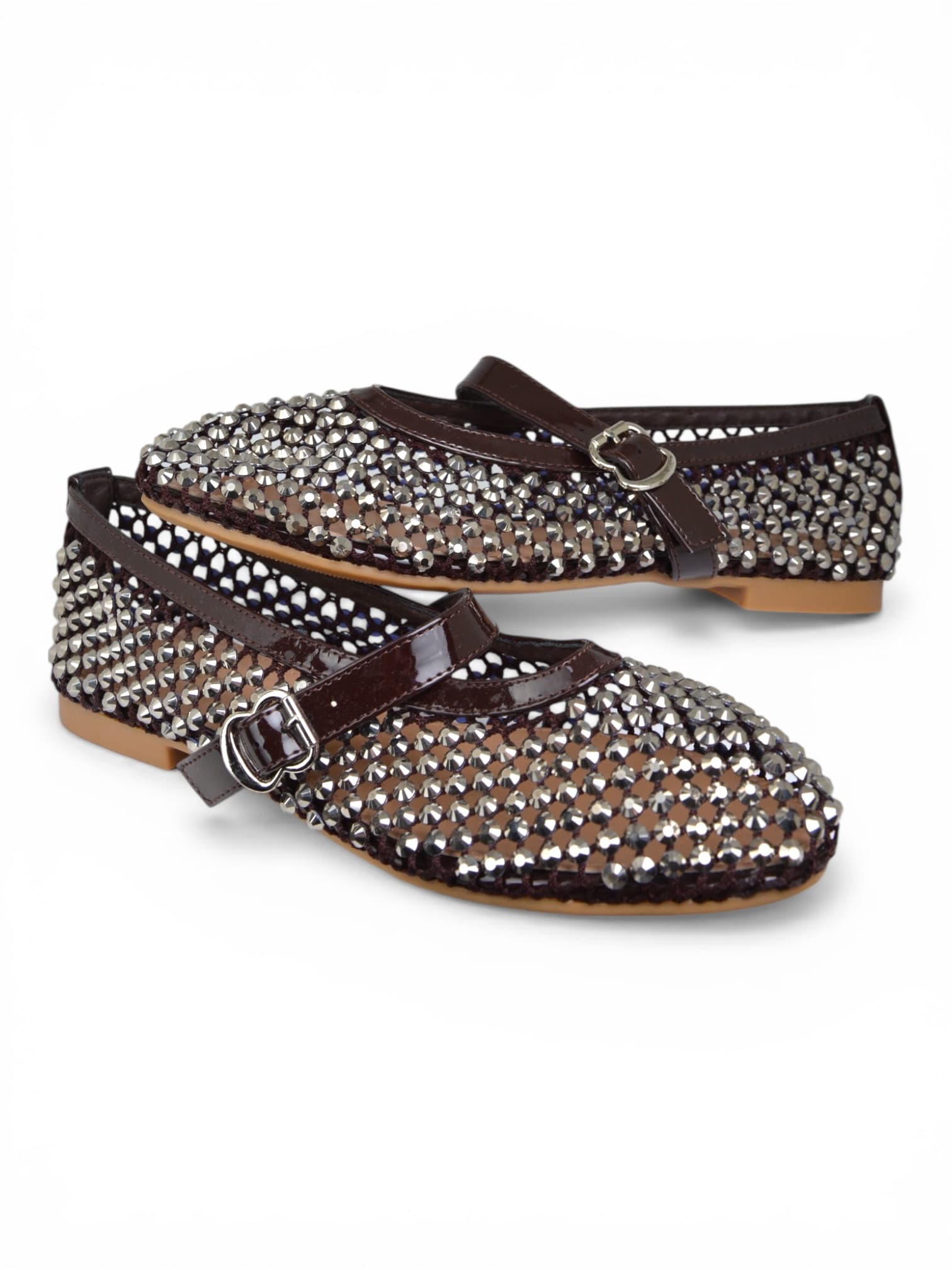 Baleriny siateczkowe z cyrkoniami  CZEKOLADOWE