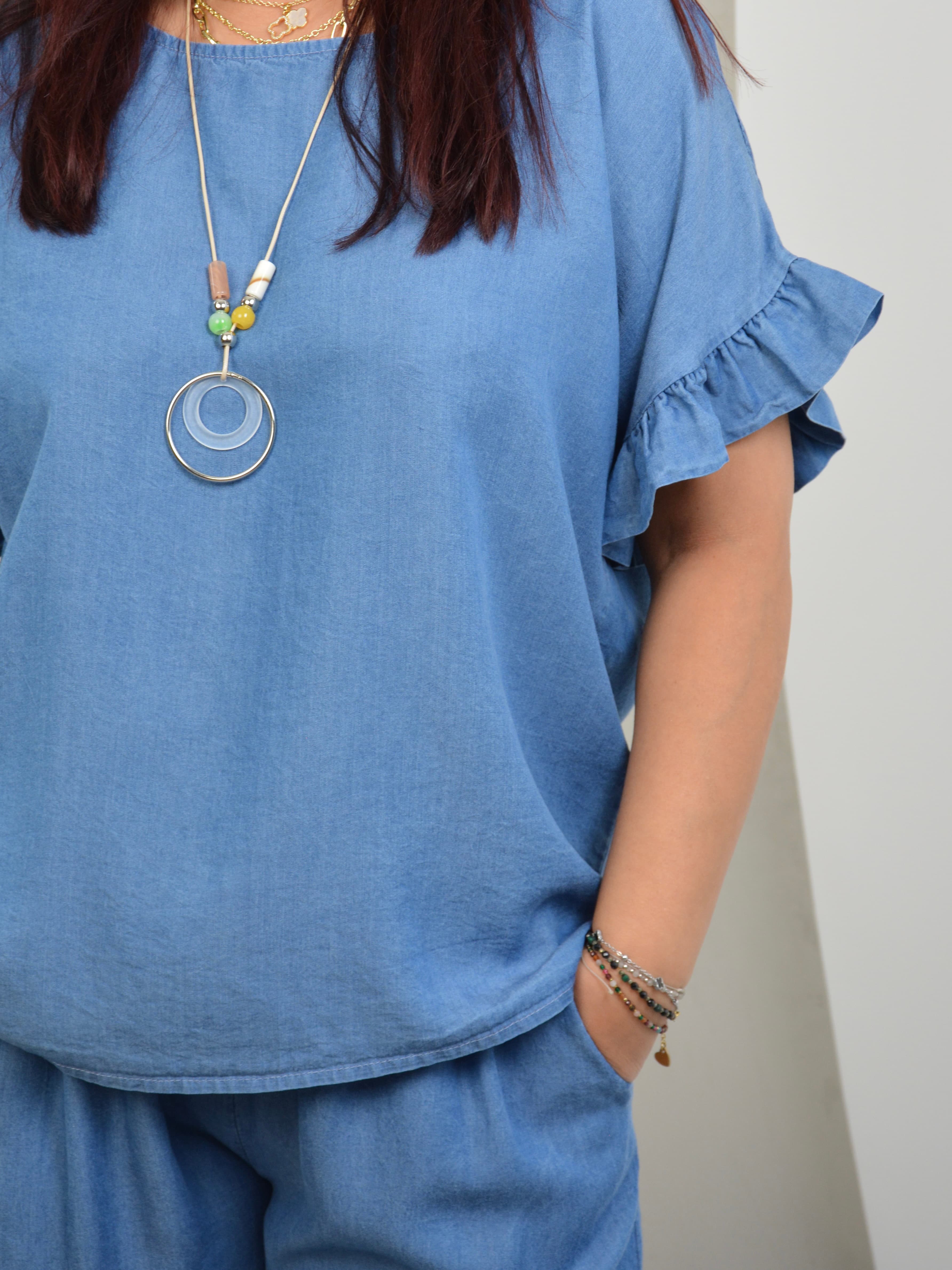 Bluzka jeansowa z wisiorem