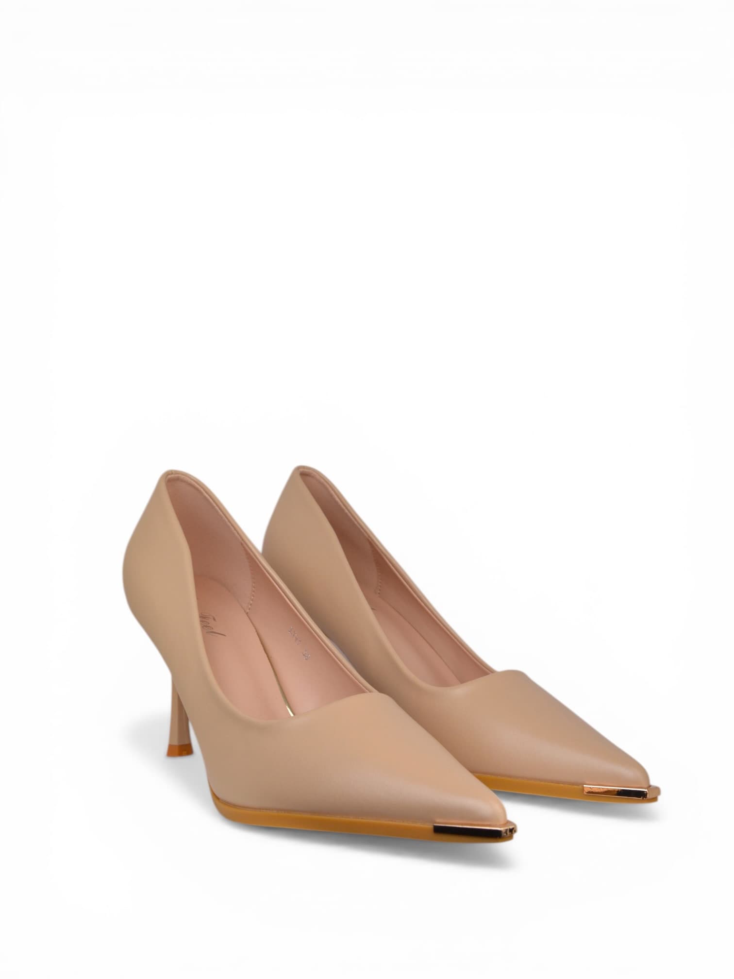 Szpilki klasyczne ze złotym szpicem BEŻOWE