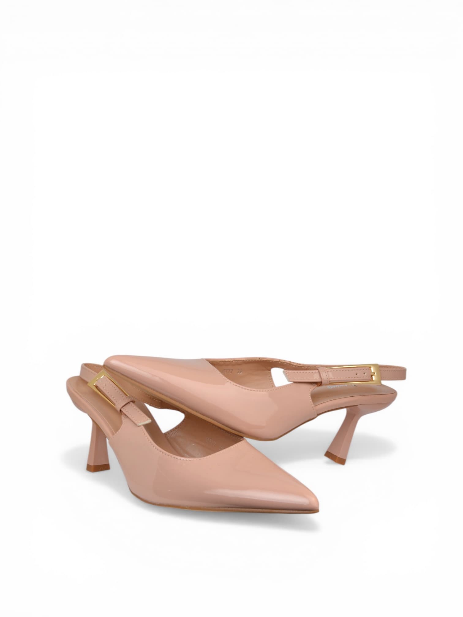 Szpilki na niskim obcasie PUDROWY RÓŻ