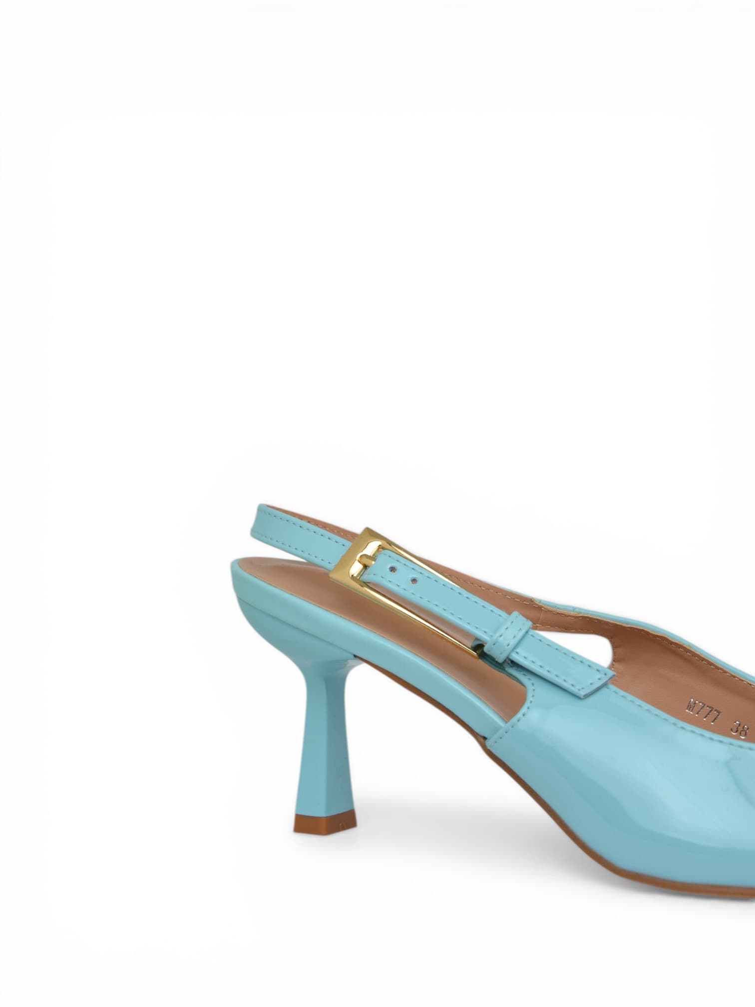 Szpilki na niskim obcasie NIEBIESKIE