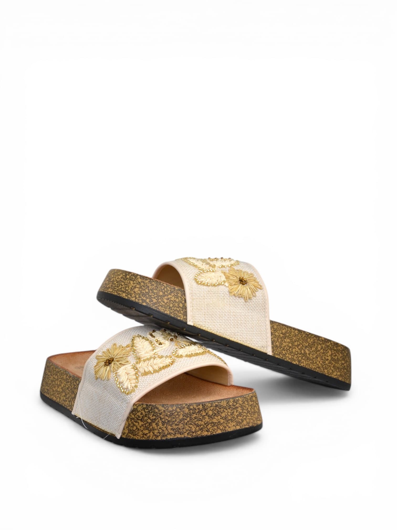 Klapki materiałowe z motylem BIAŁE