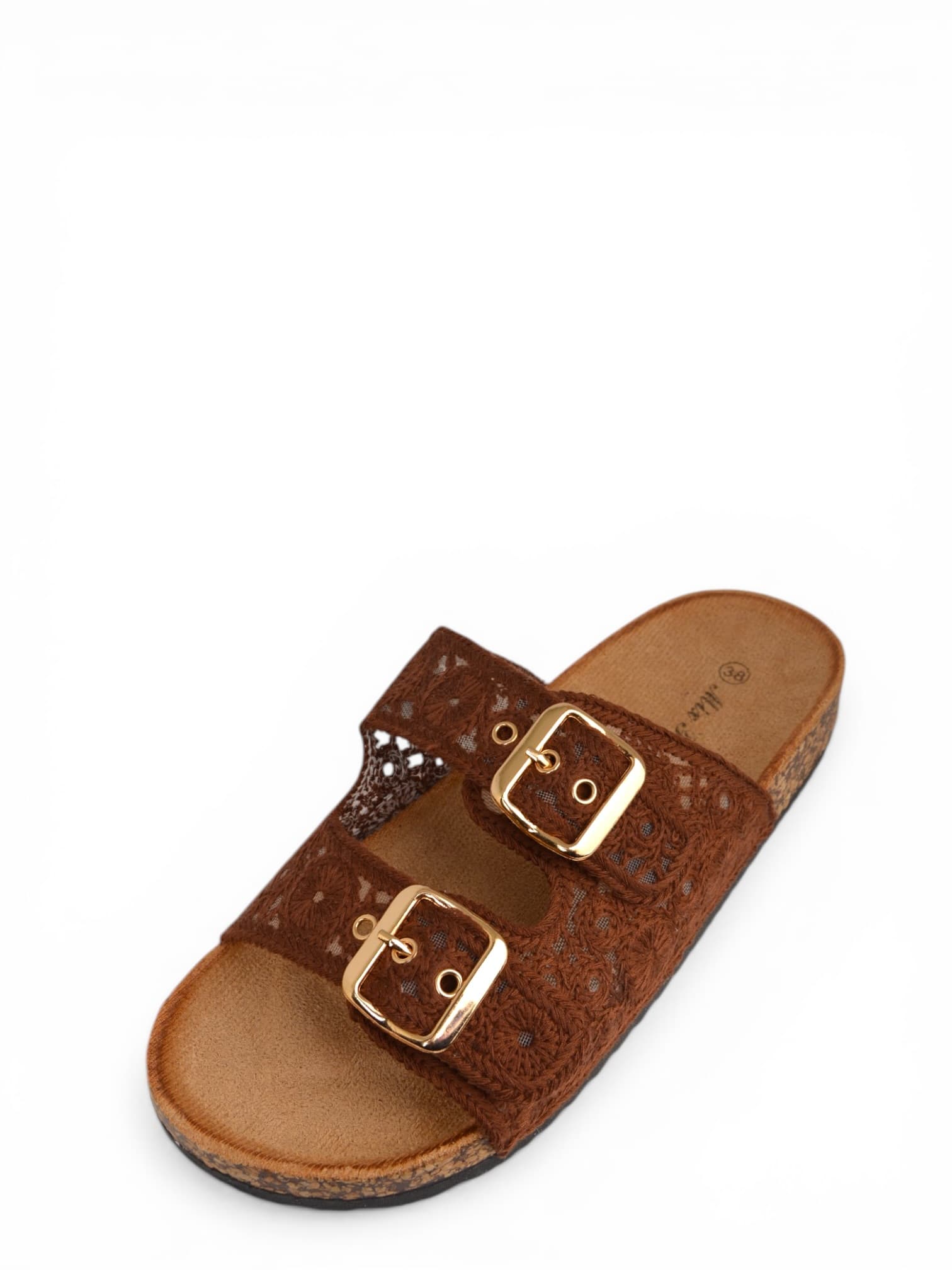 Klapki haftowane CZEKOLADOWE