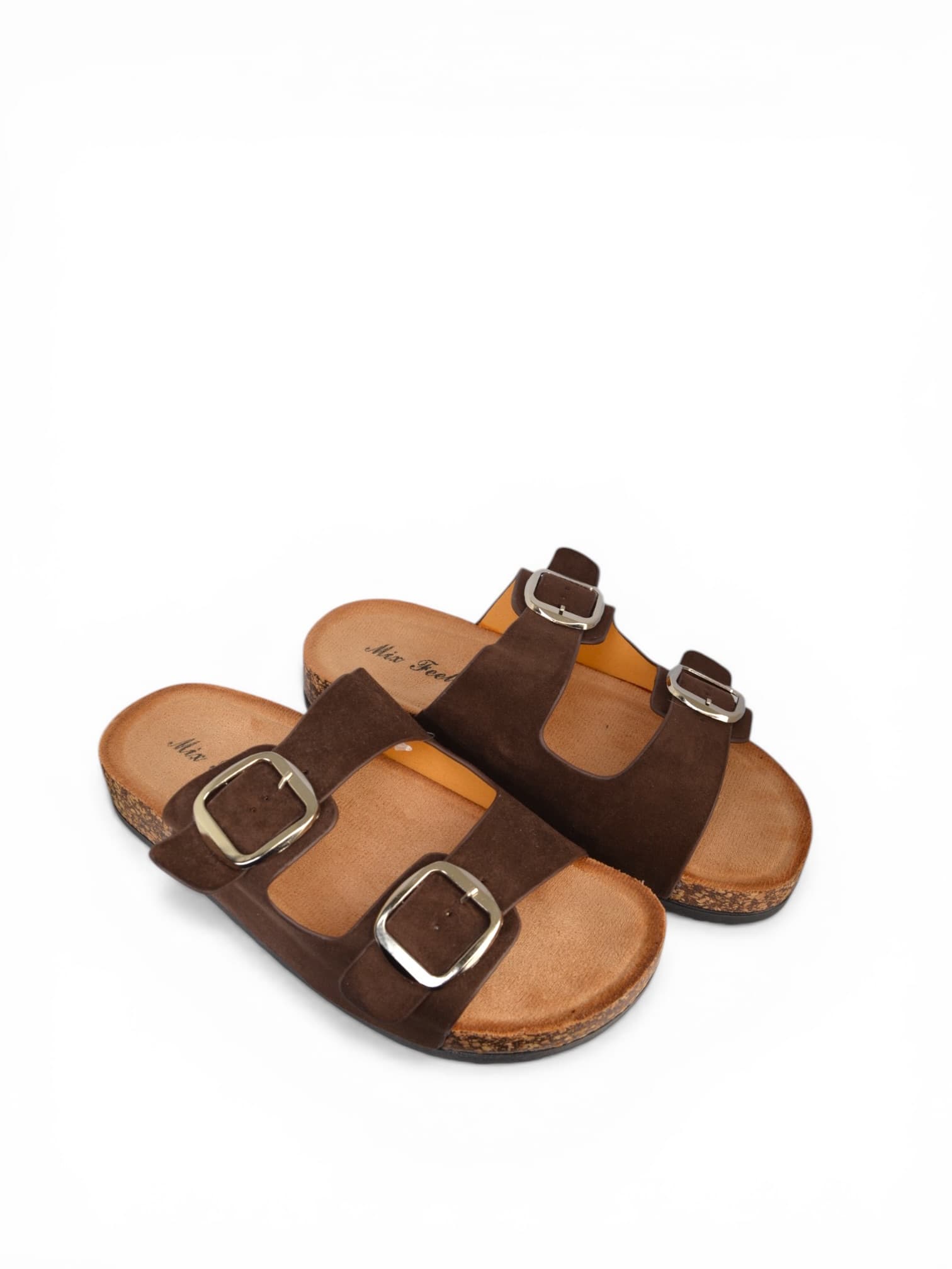 Klapki eko-zamsz CZEKOLADOWE