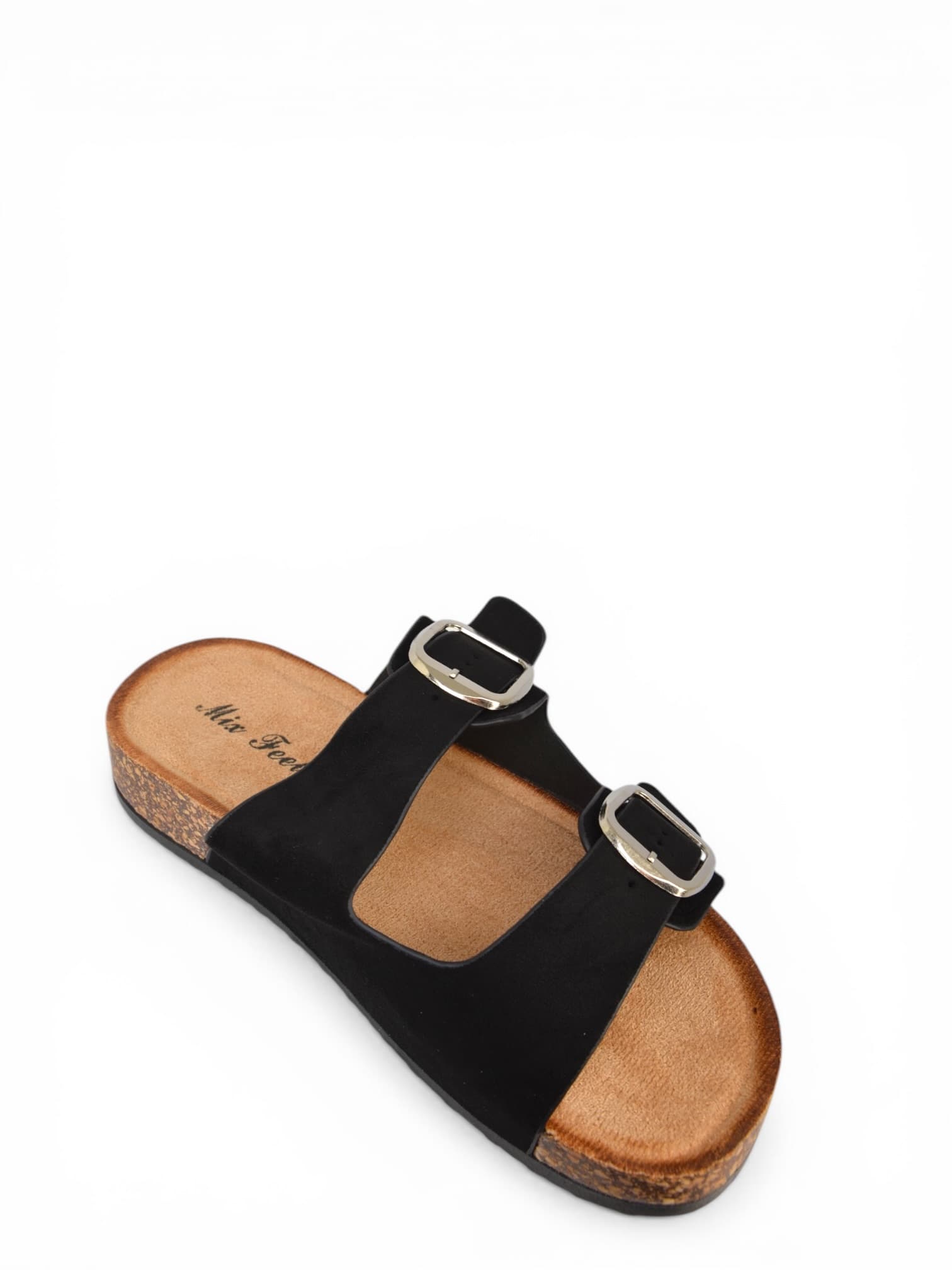 Klapki eko-zamsz CZARNY