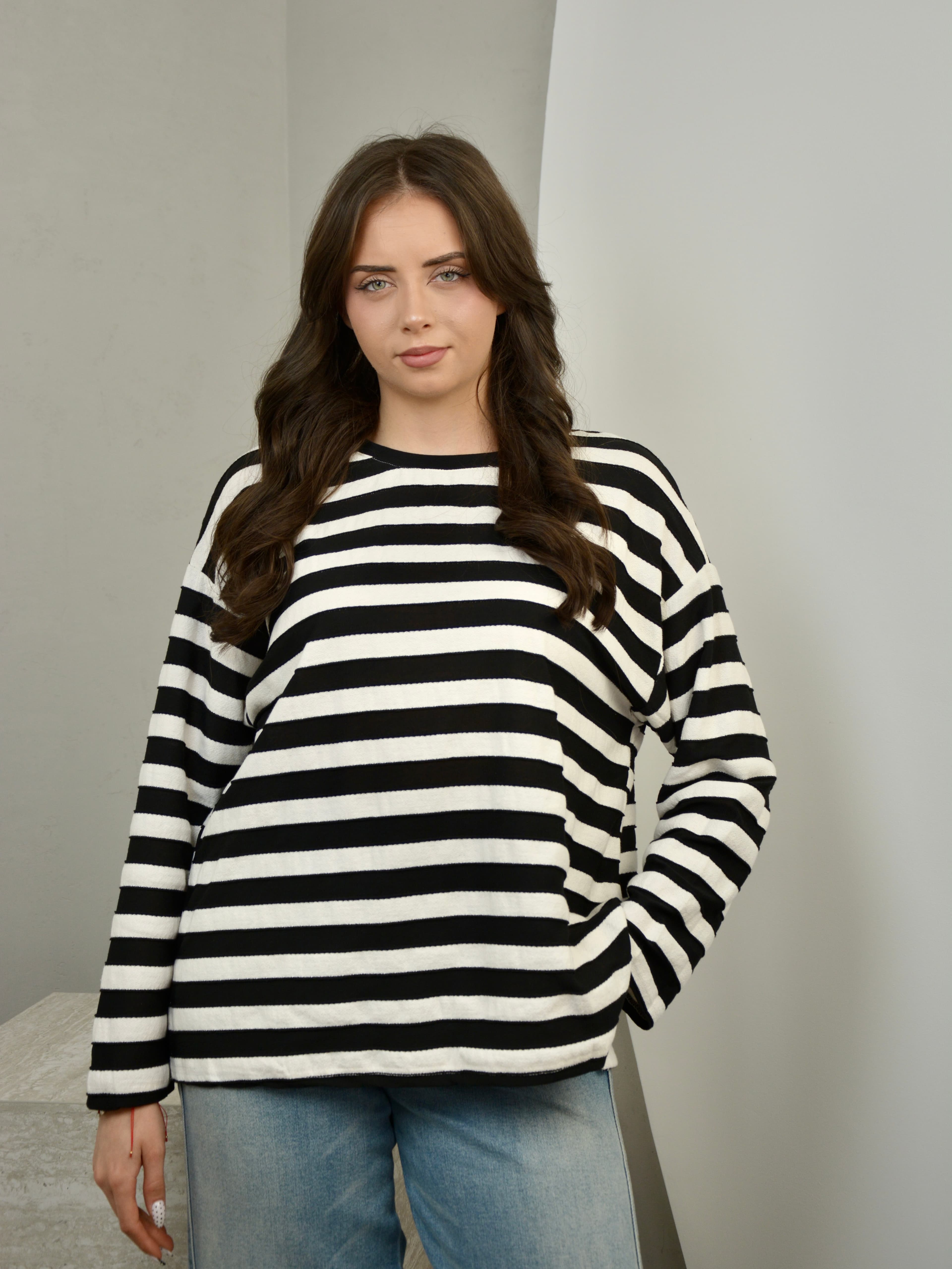 T-shirt z długim rękawem w paski