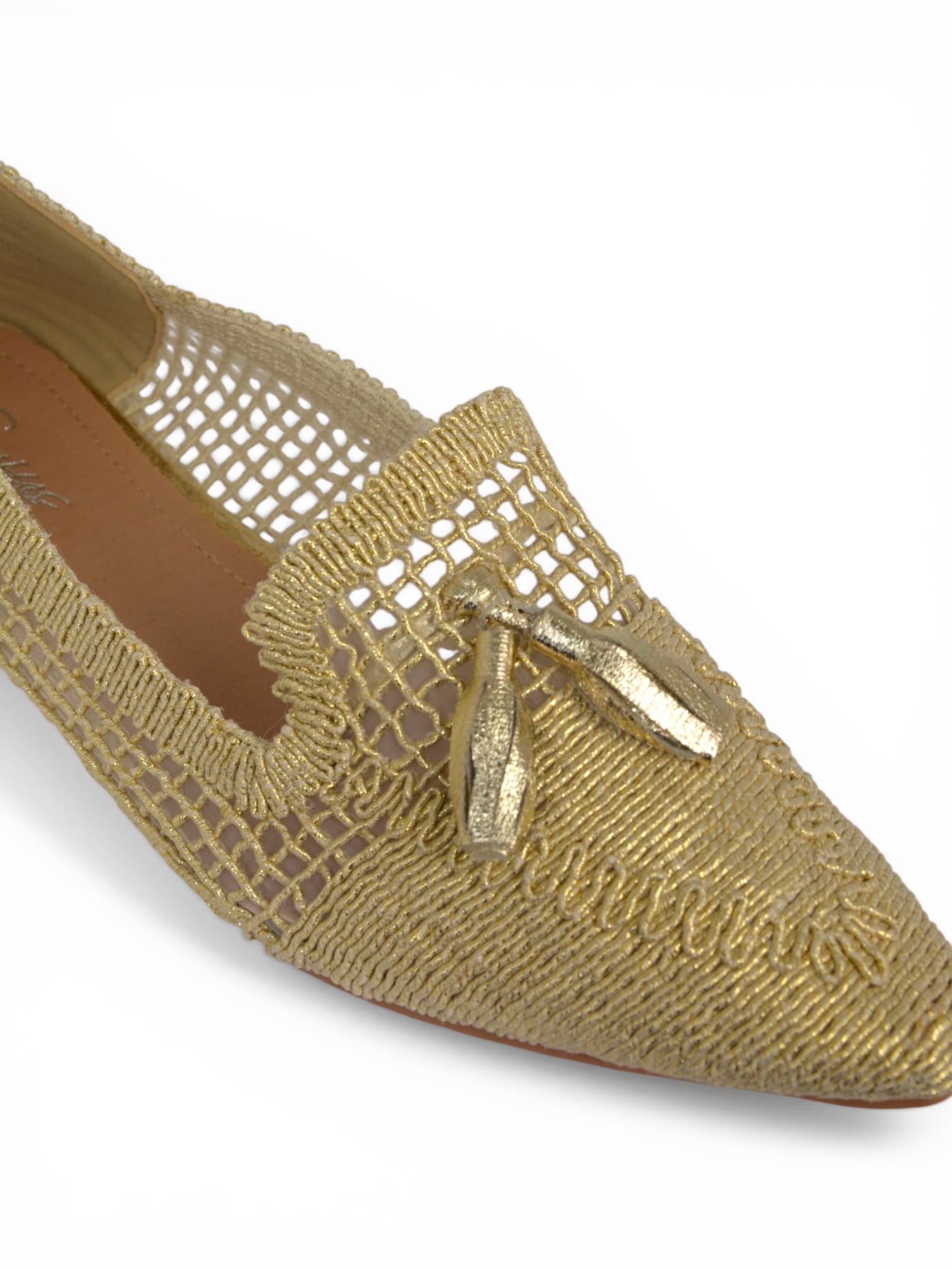 Espadryle z długim szpicem ZŁOTE