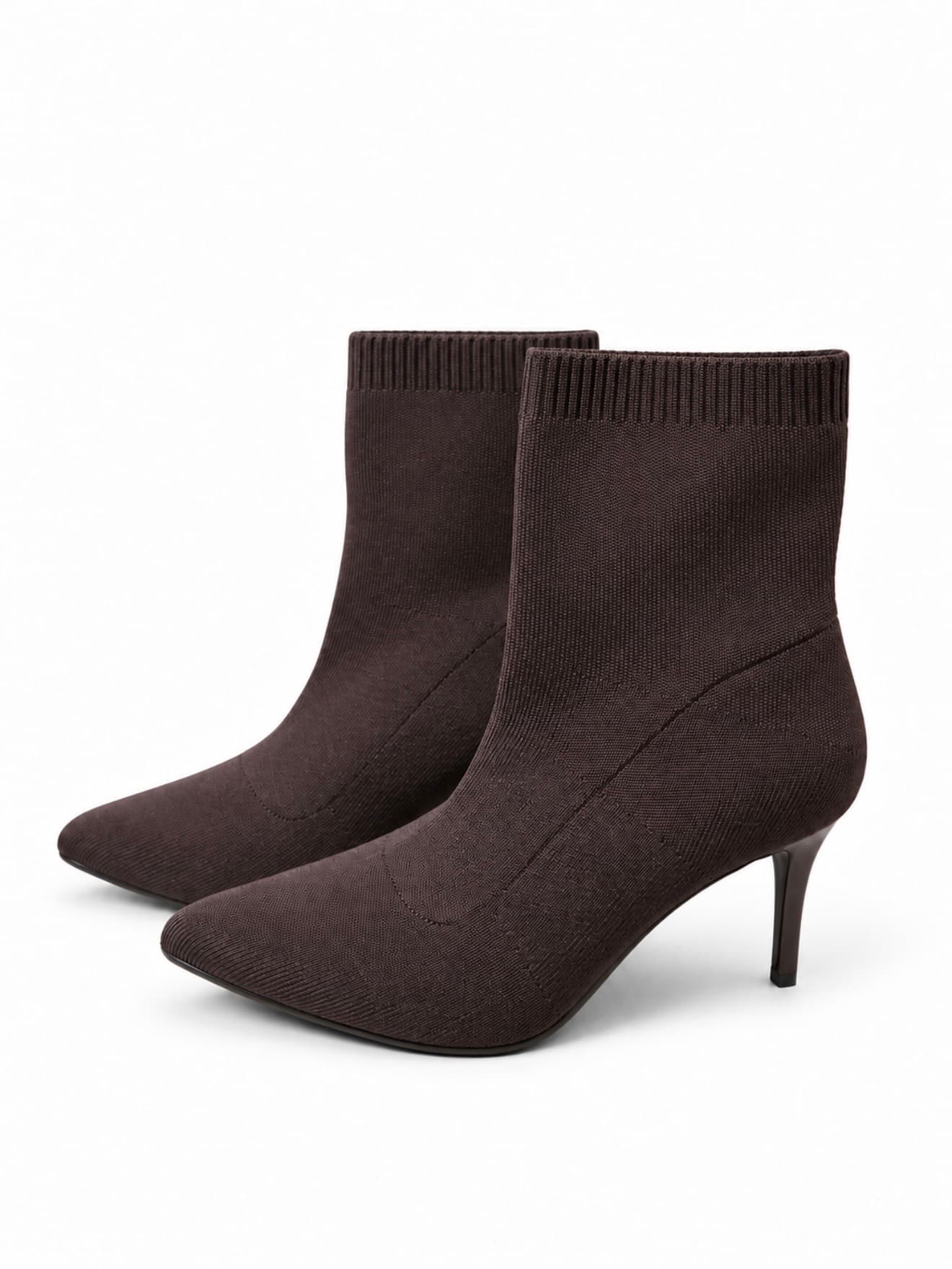 Botki eleganckie skarpetkowe CZEKOLADA