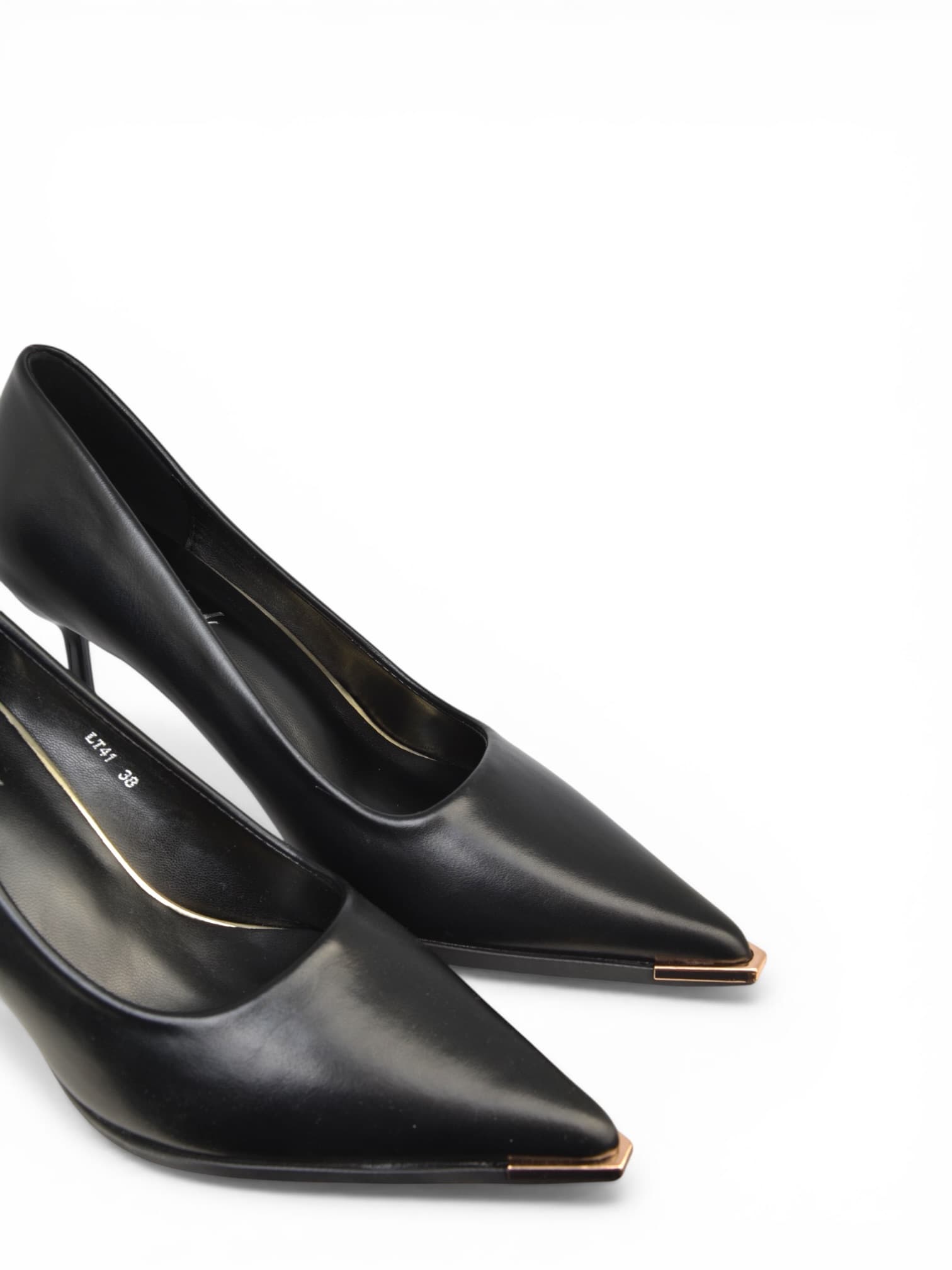 Szpilki klasyczne ze złotym szpicem CZARNE