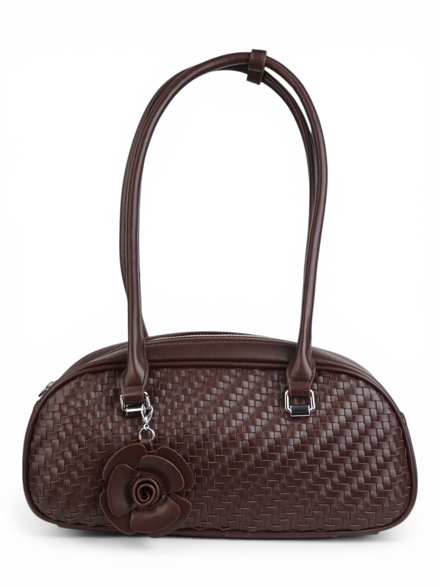 Torebka pleciona z brelokiem kwiatek